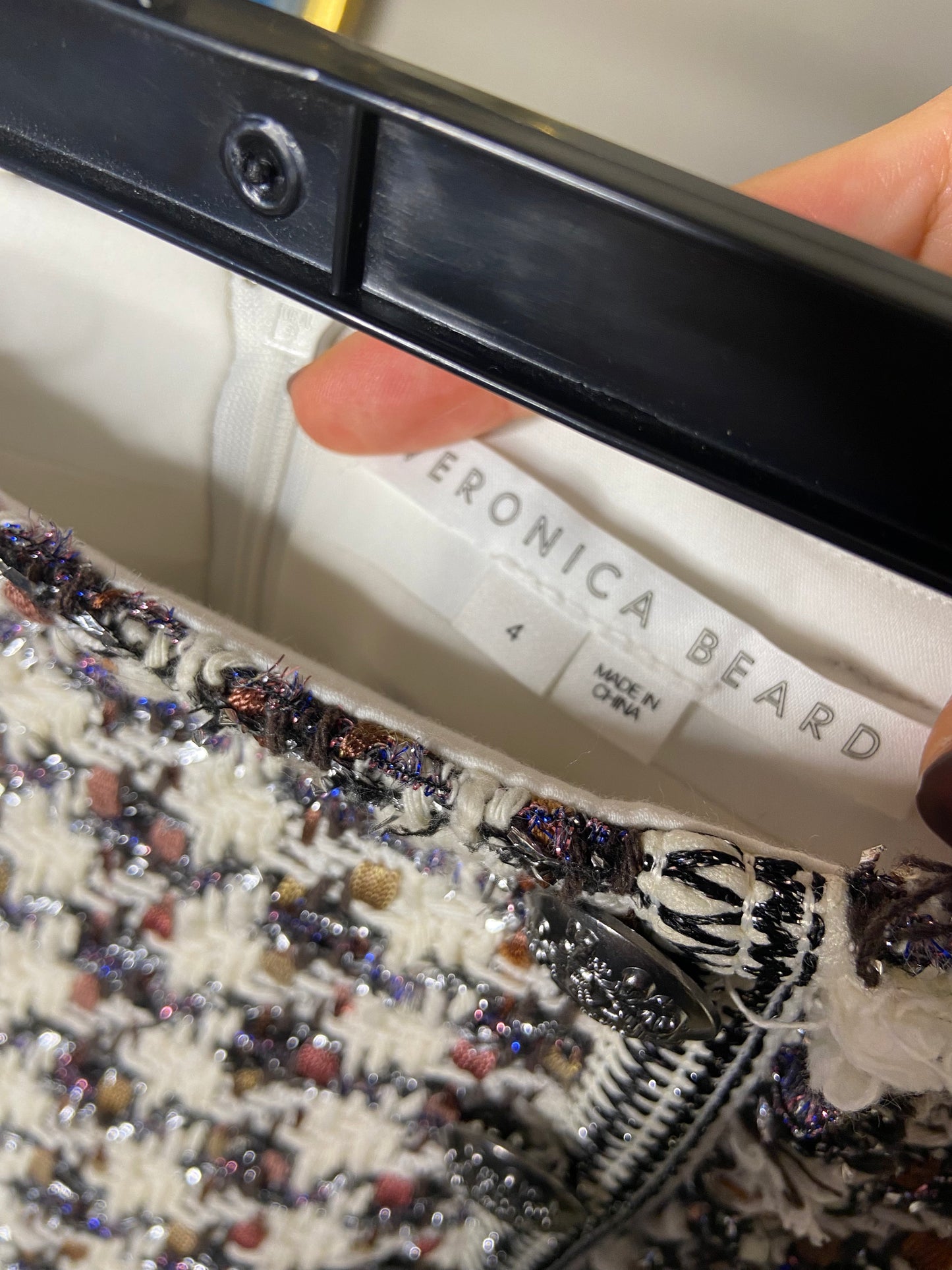 Veronica Beard Starck Tweed Skirt in Ecru Multi size 4