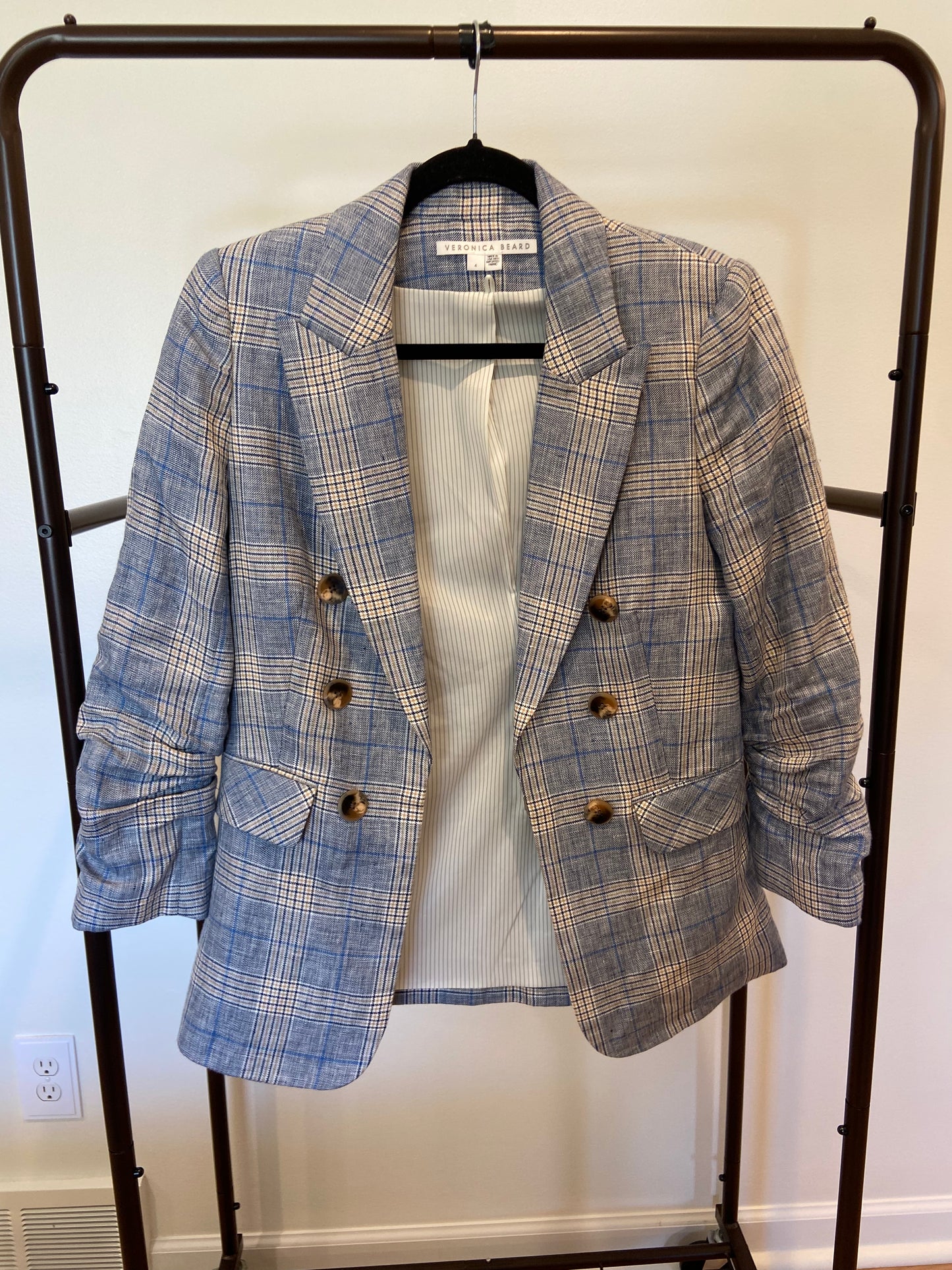 Veronica Beard Blue Plaid Beacon Dickey Jacket size 4