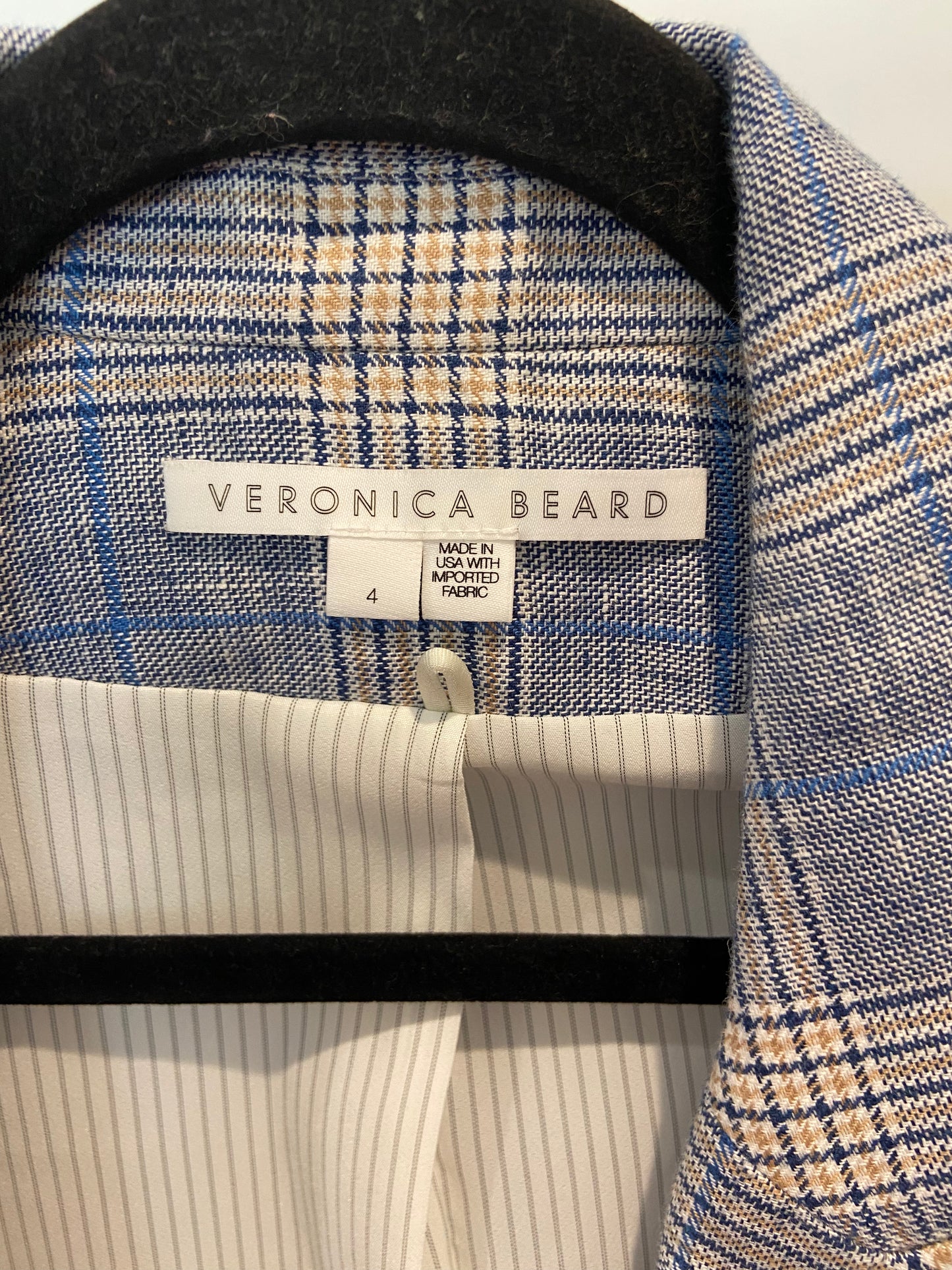 Veronica Beard Blue Plaid Beacon Dickey Jacket size 4