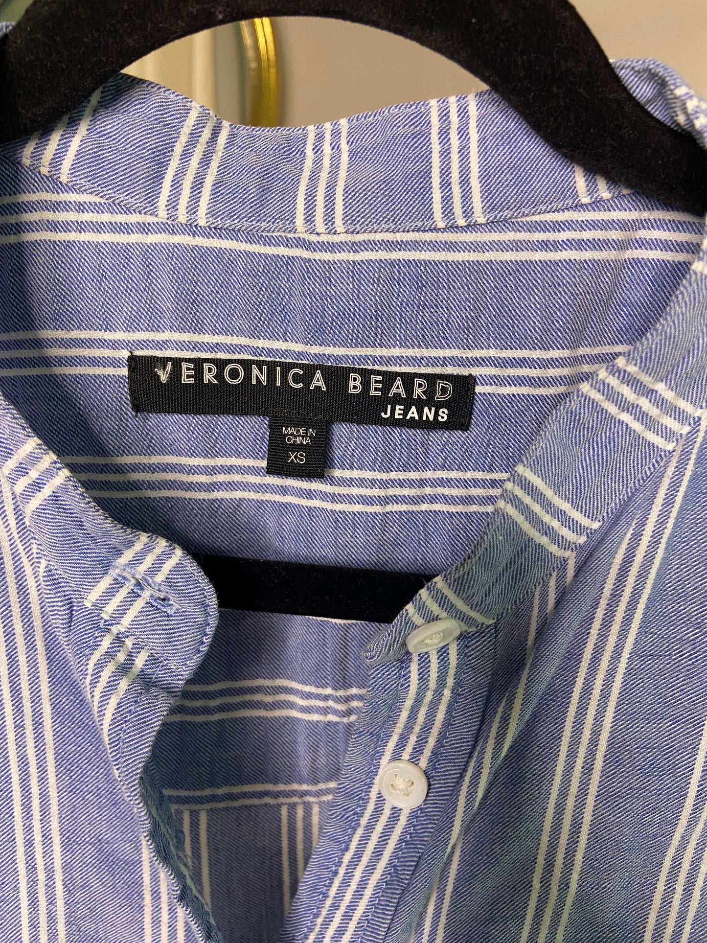 Veronica Beard Striped Collarless Shirt size XS