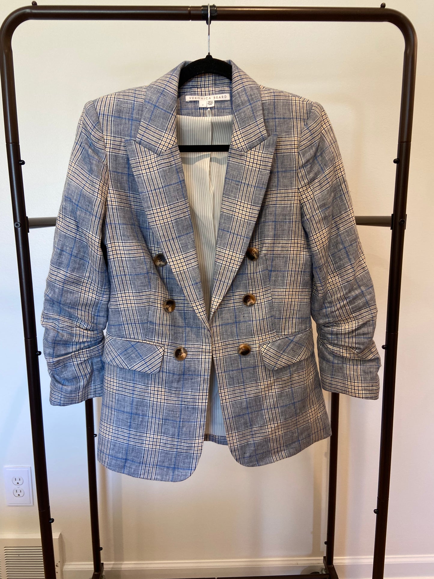 Veronica Beard Blue Plaid Beacon Dickey Jacket size 4