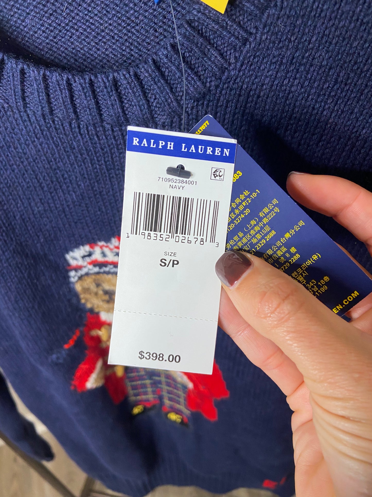 Polo Ralph Lauren Winter Bear Sweater size S MEN'S