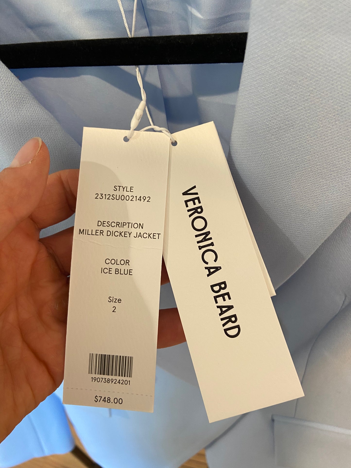 Veronica Beard Miller Dickey Jacket Blazer Ice Blue size 2