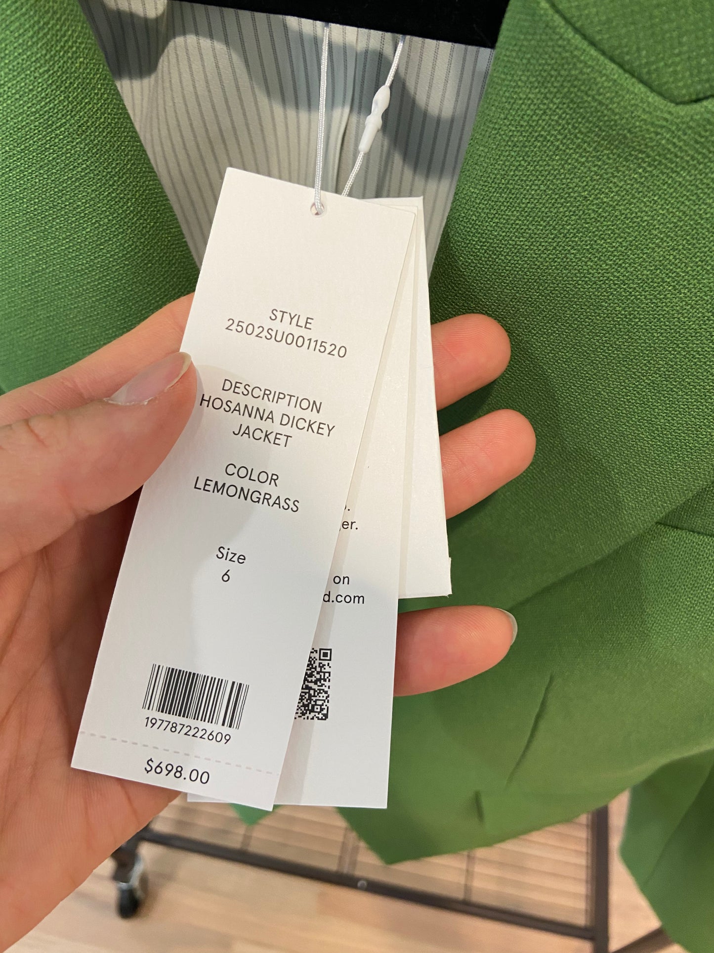 Veronica Beard Hosanna Dickey Jacket in Lemongrass size 6