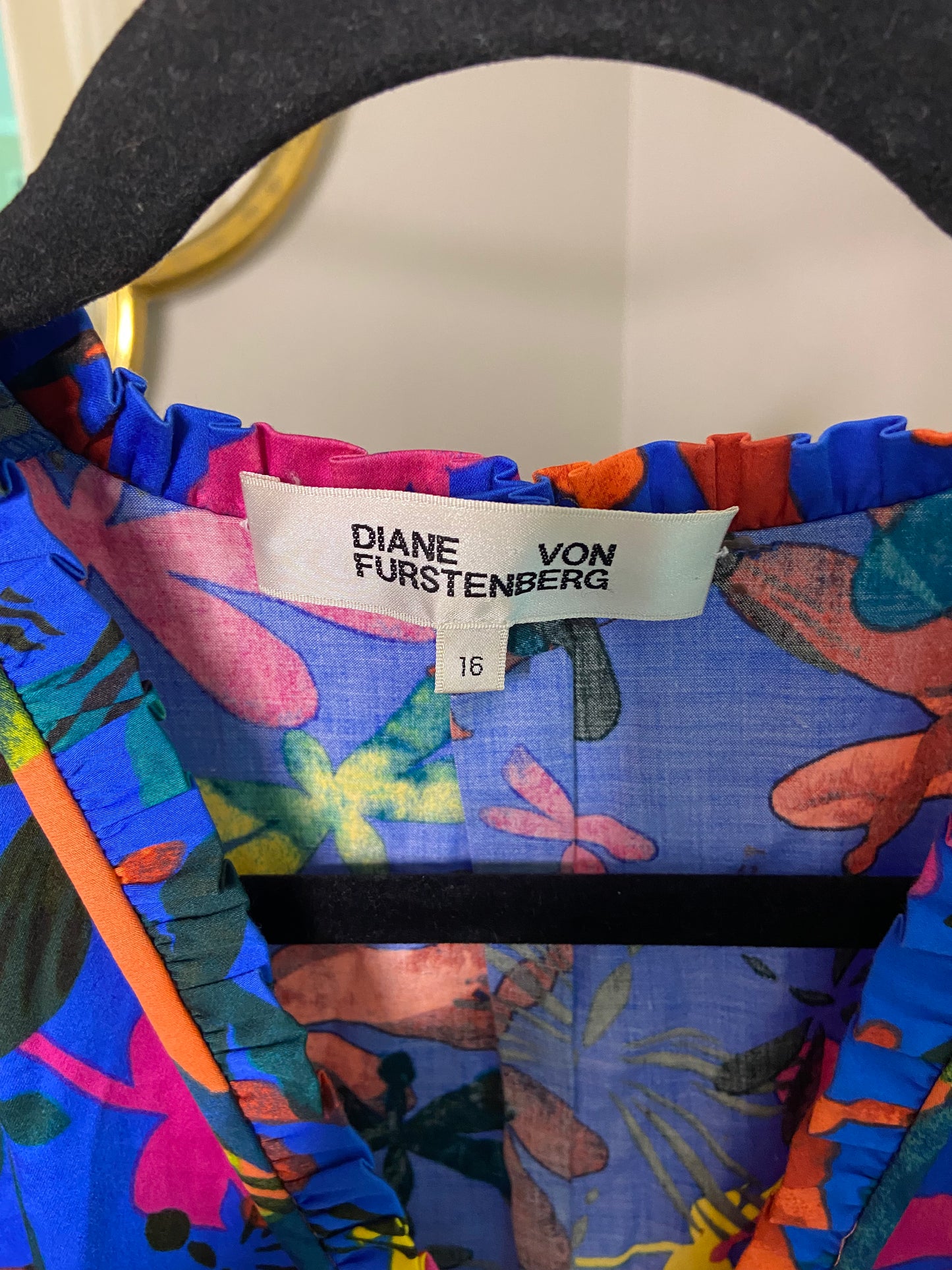 Diane Von Furstenberg Devon Printed Cotton-blend Sateen Midi Dress In Royal Blue size 16