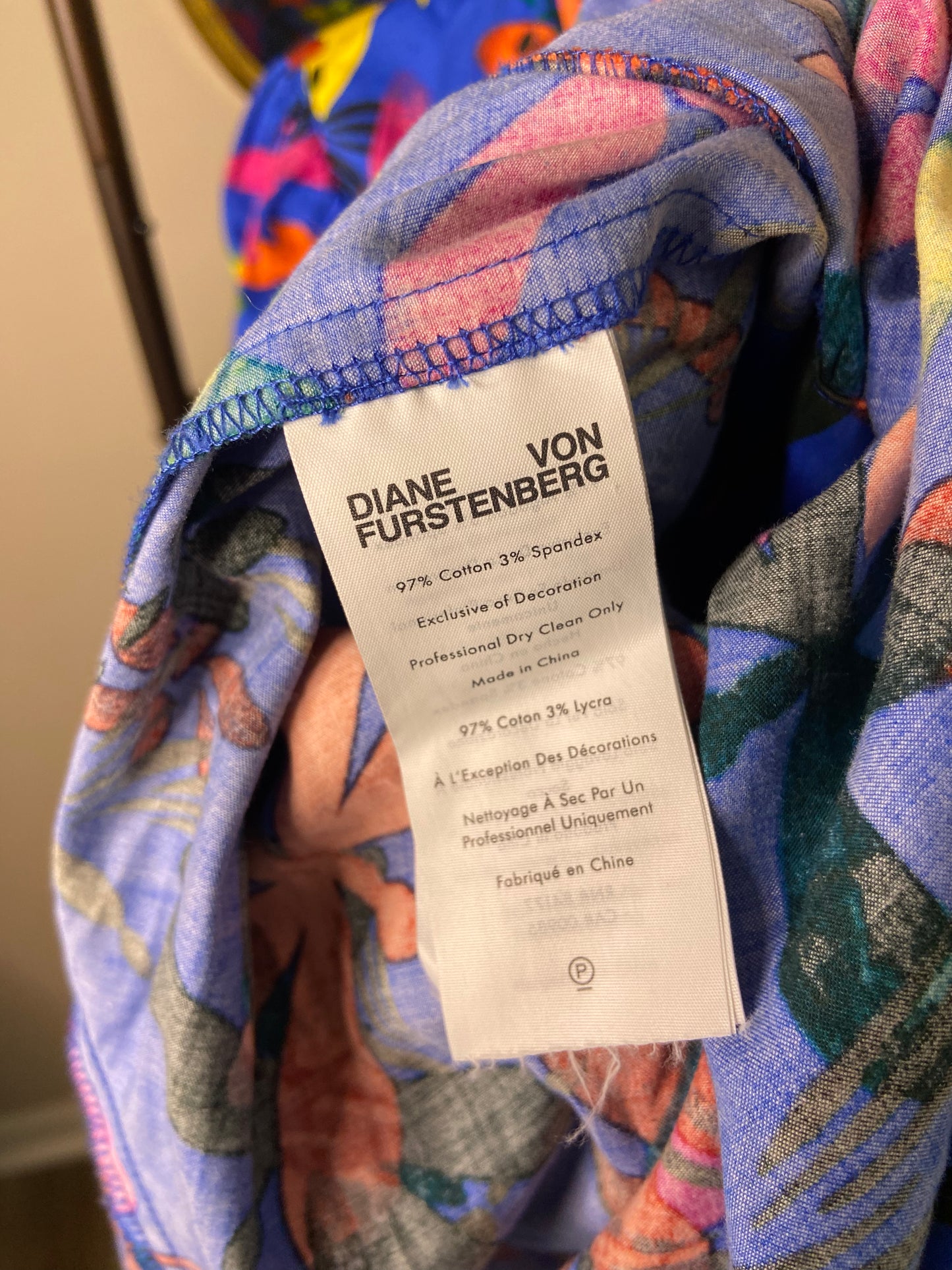 Diane Von Furstenberg Devon Printed Cotton-blend Sateen Midi Dress In Royal Blue size 16