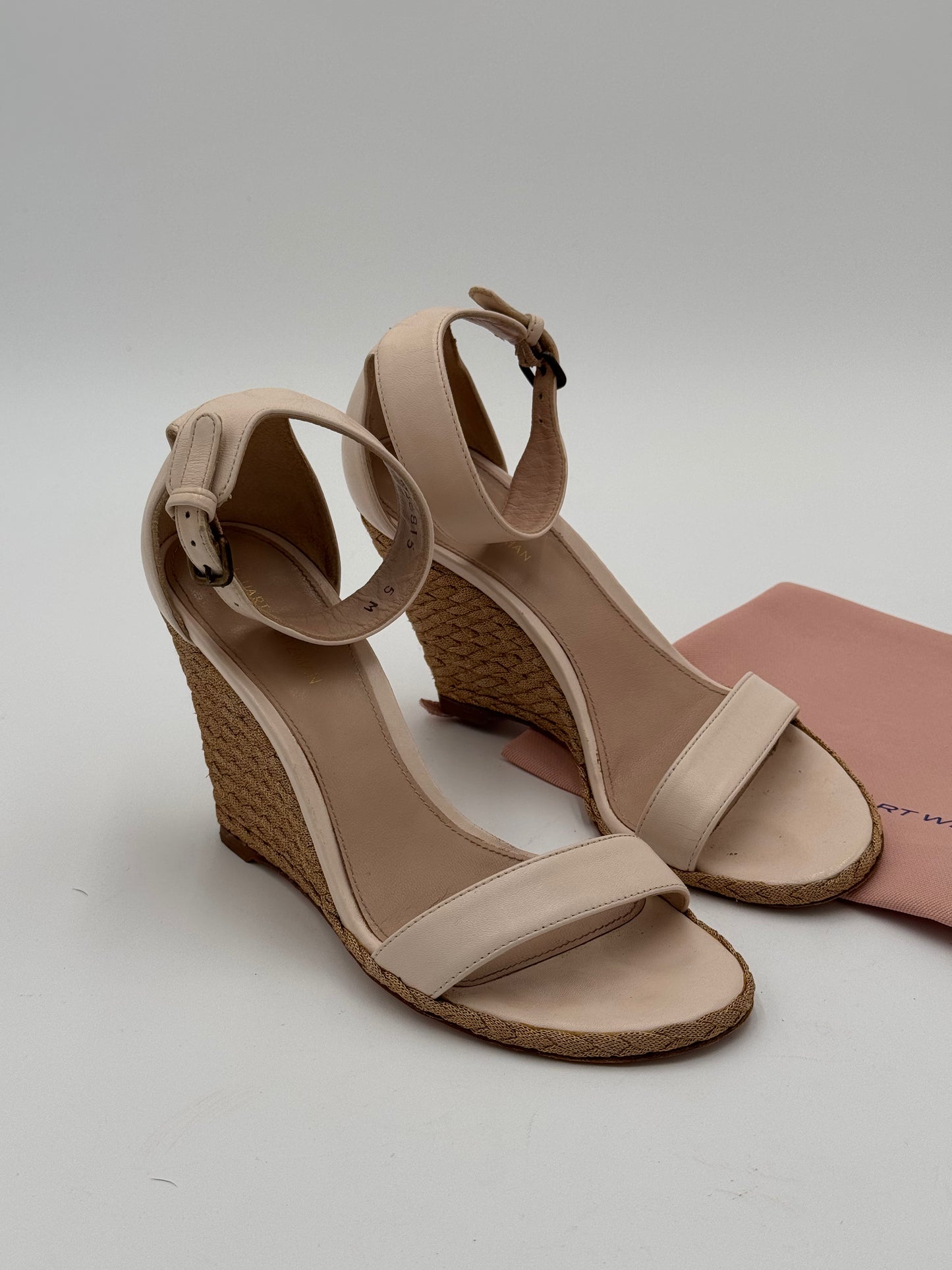 Stuart Weitzman Espadrille Wedge Sandals Shoes in Cream size 5
