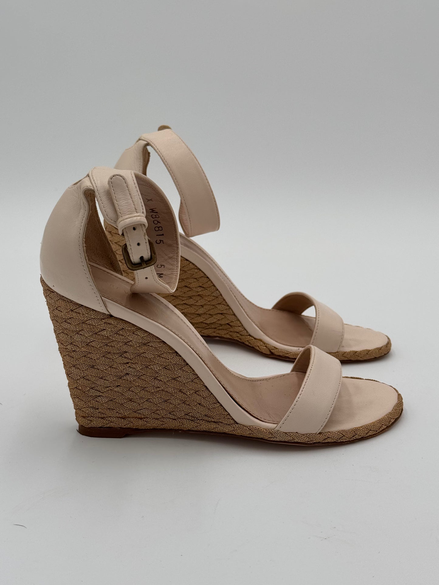 Stuart Weitzman Espadrille Wedge Sandals Shoes in Cream size 5