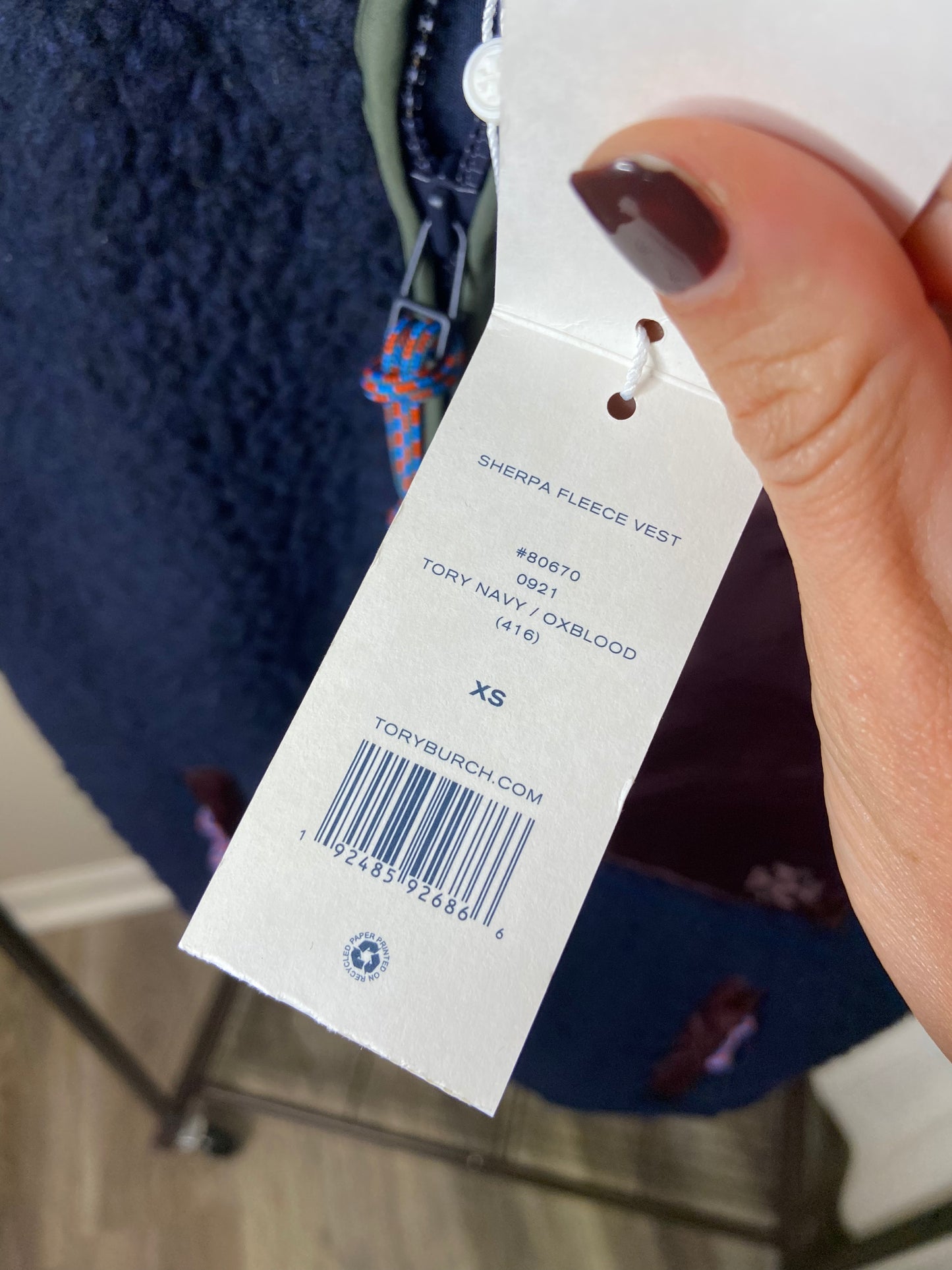 Tory Burch Sherpa Fleece Vest size XS