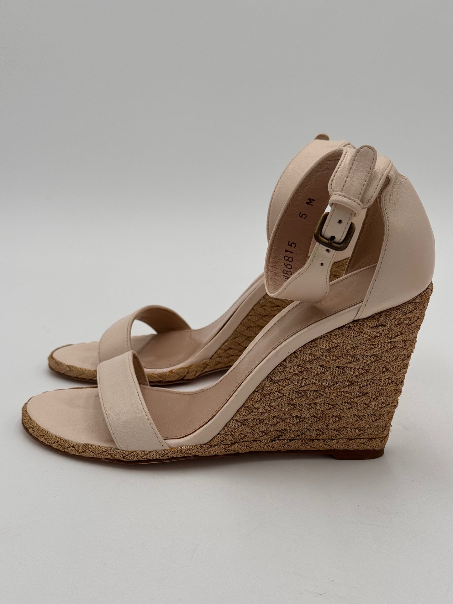 Stuart Weitzman Espadrille Wedge Sandals Shoes in Cream size 5