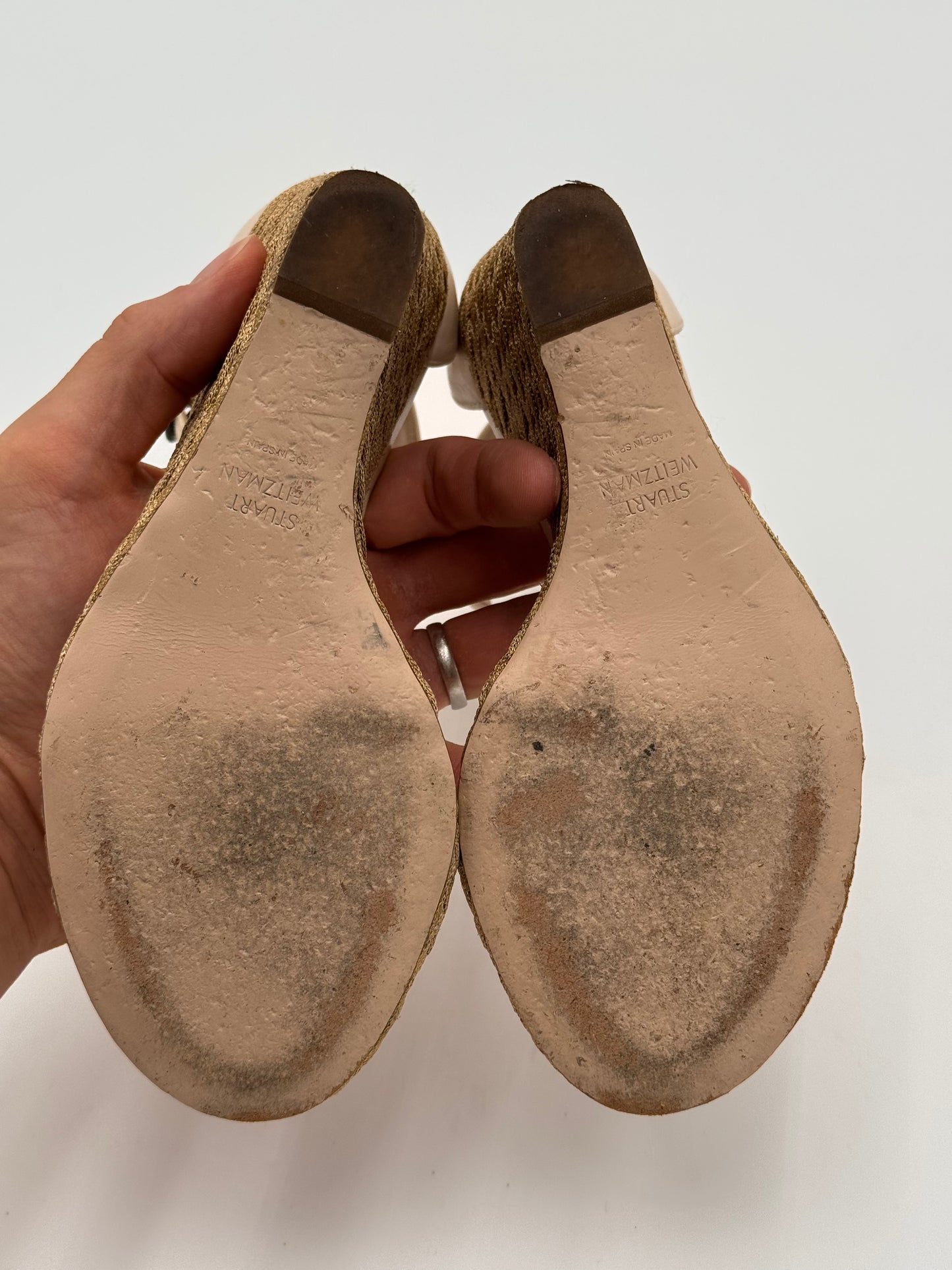 Stuart Weitzman Espadrille Wedge Sandals Shoes in Cream size 5