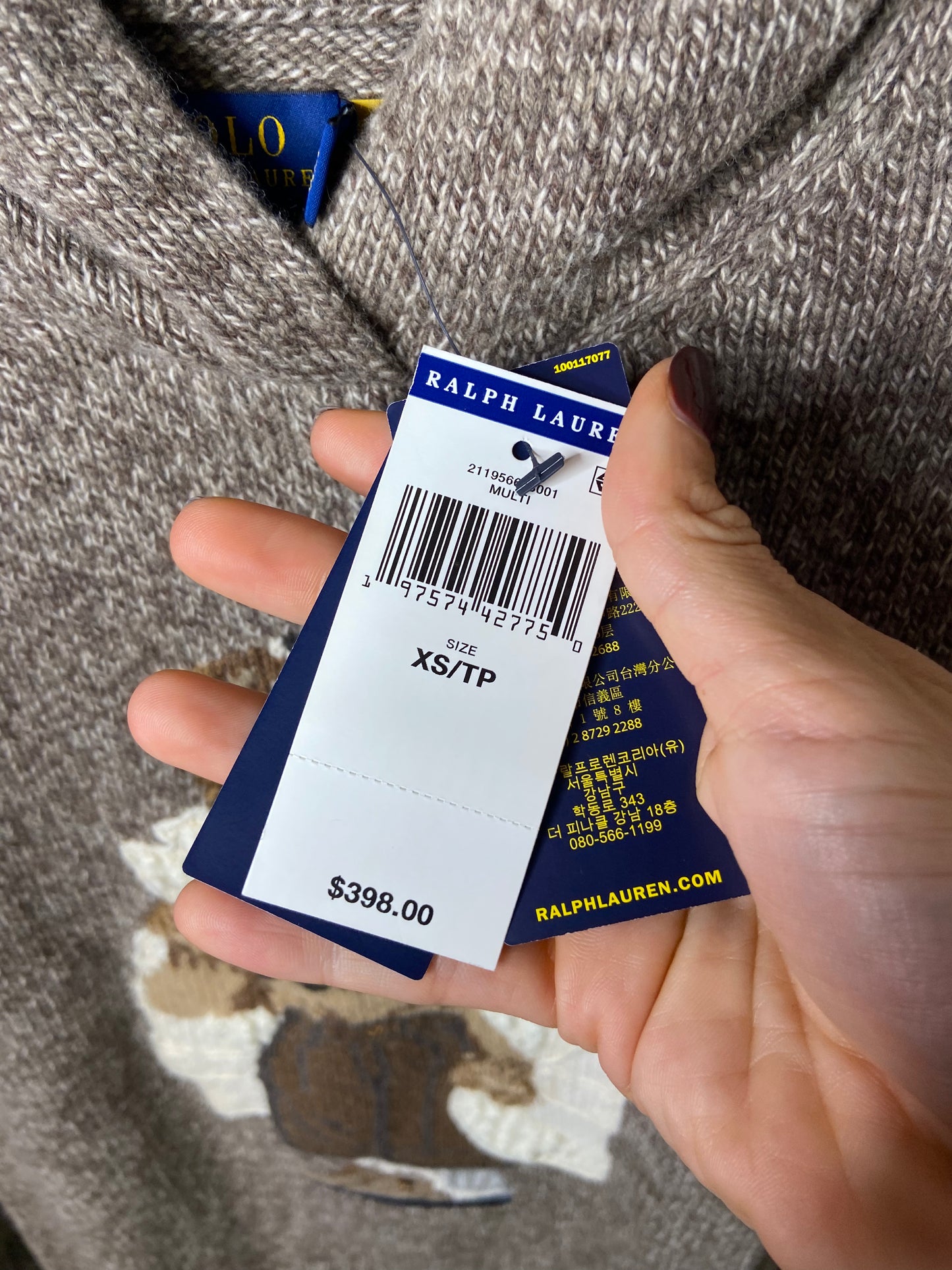 Polo Ralph Lauren Bear Hoodie Sweater size XS