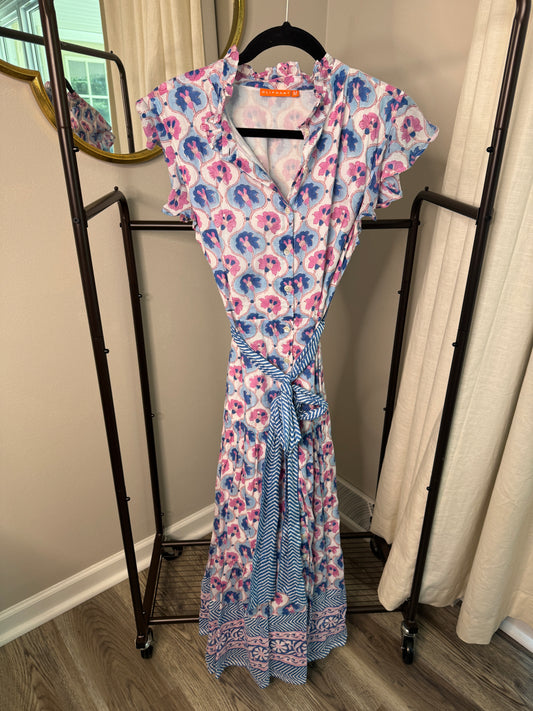 Oliphant Ruffle Collar Midi Dress size M