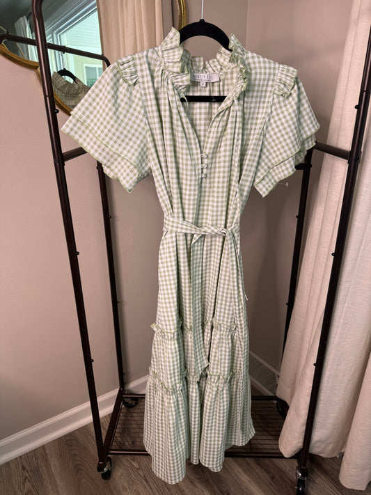 Hunter Bell Matthews Gingham Midi Dress size S