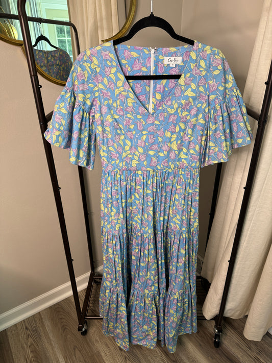Coco Shop Tiered V Neck Midi Dress size XS