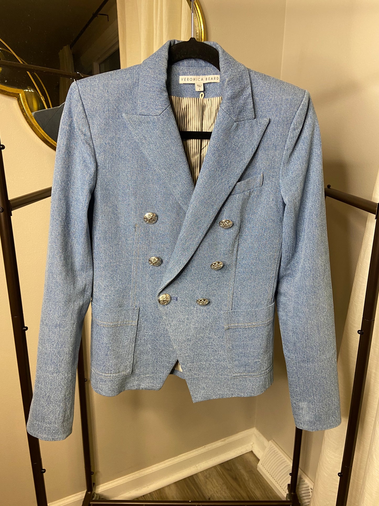 Veronica Beard Miller Denim Dickey Blazer Jacket size 6