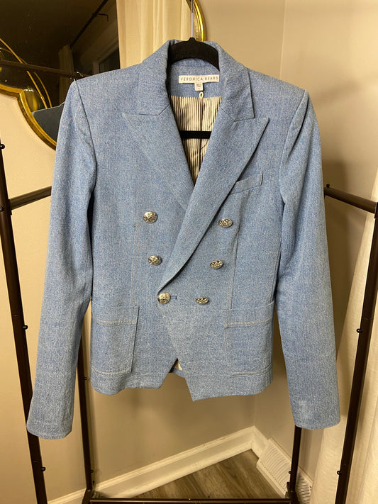 Veronica Beard Miller Denim Dickey Blazer Jacket size 6