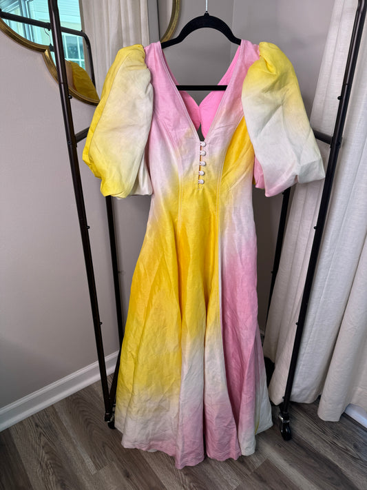 AJE Cloudburst Linen Tie Dye Maxi Dress size US 2