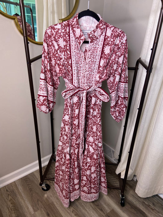 Sue Sartor Red Flounce Dress size L