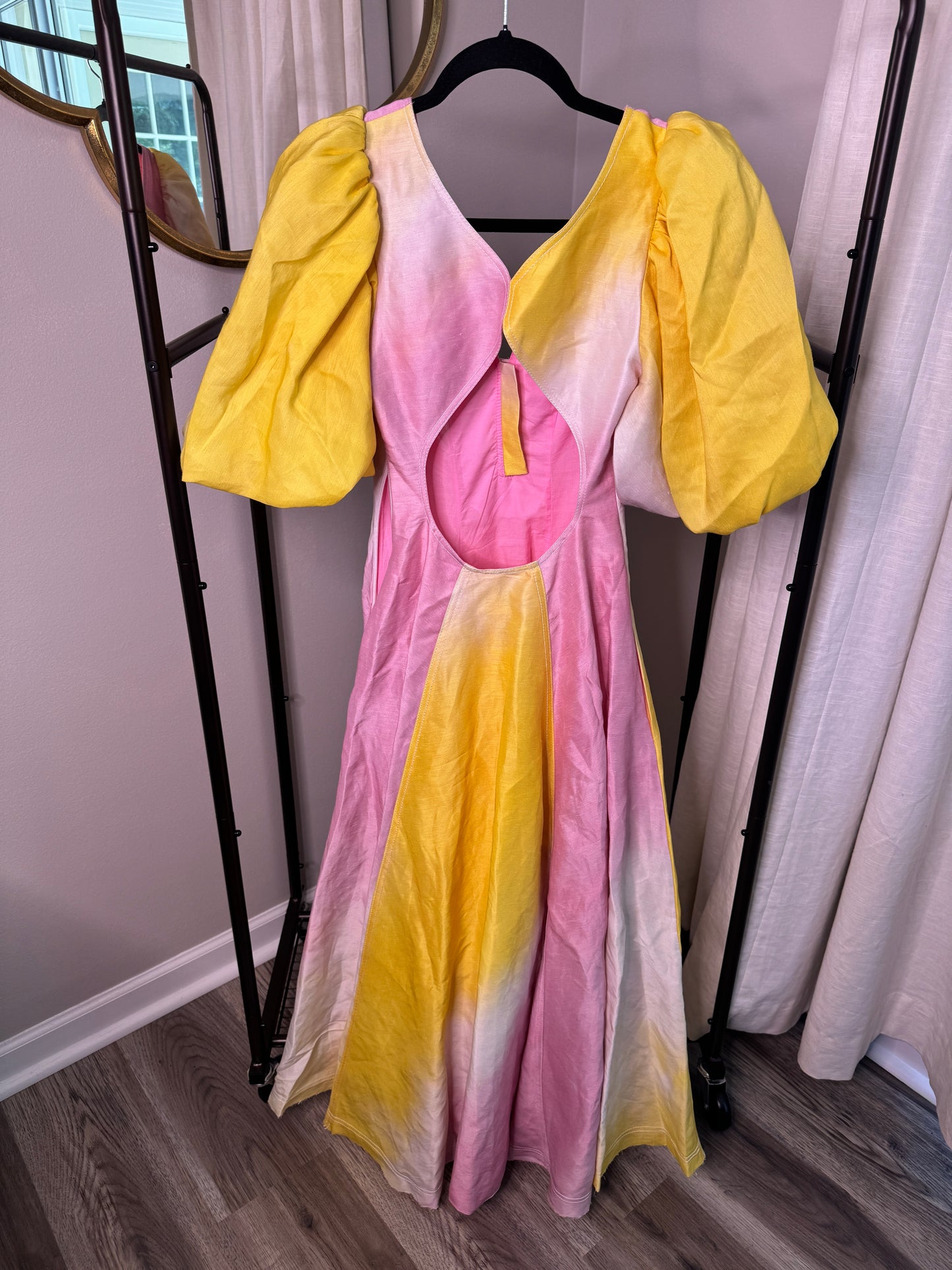 AJE Cloudburst Linen Tie Dye Maxi Dress size US 2