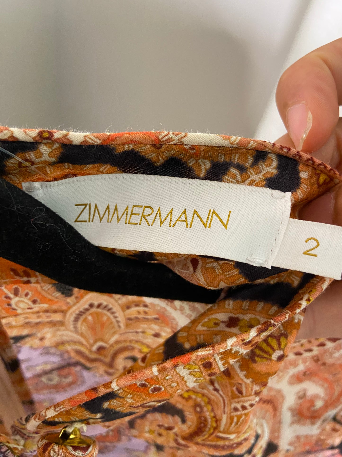 Zimmermann Multicolor Paisley Printed Ramie Voile Blouse size US 8