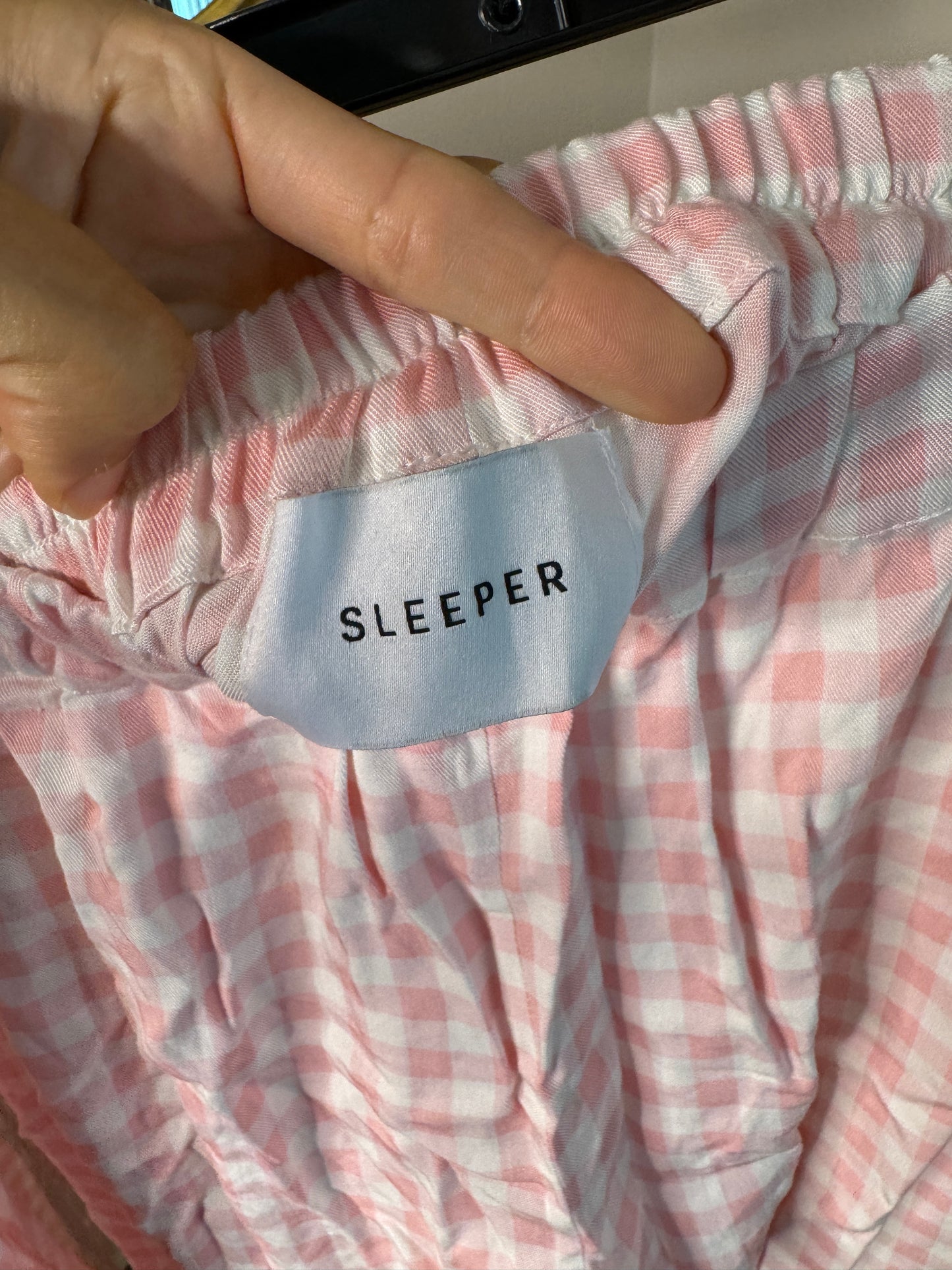 SLEEPER Pink Gingham Feather Pajamas size S
