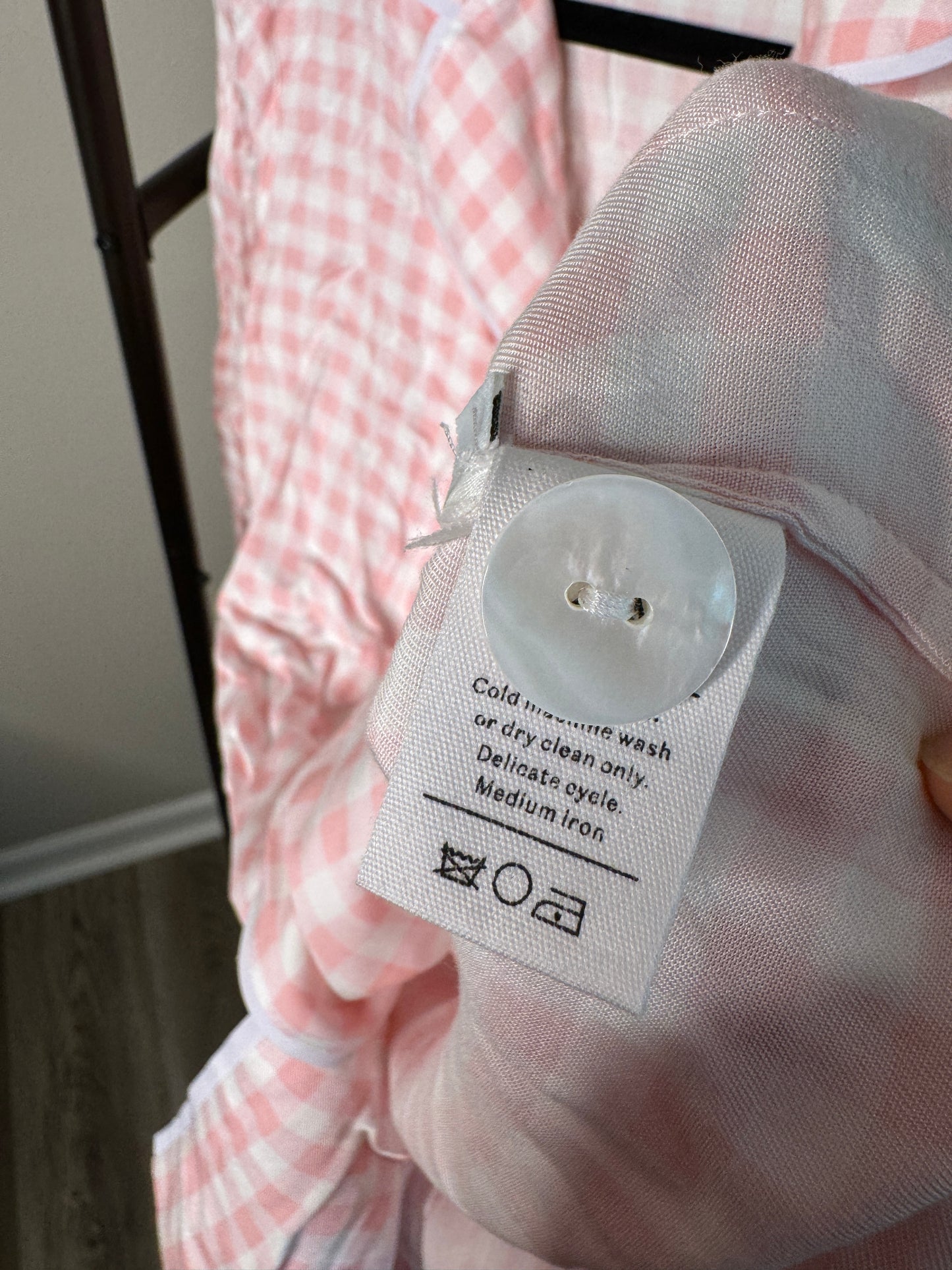 SLEEPER Pink Gingham Feather Pajamas size S