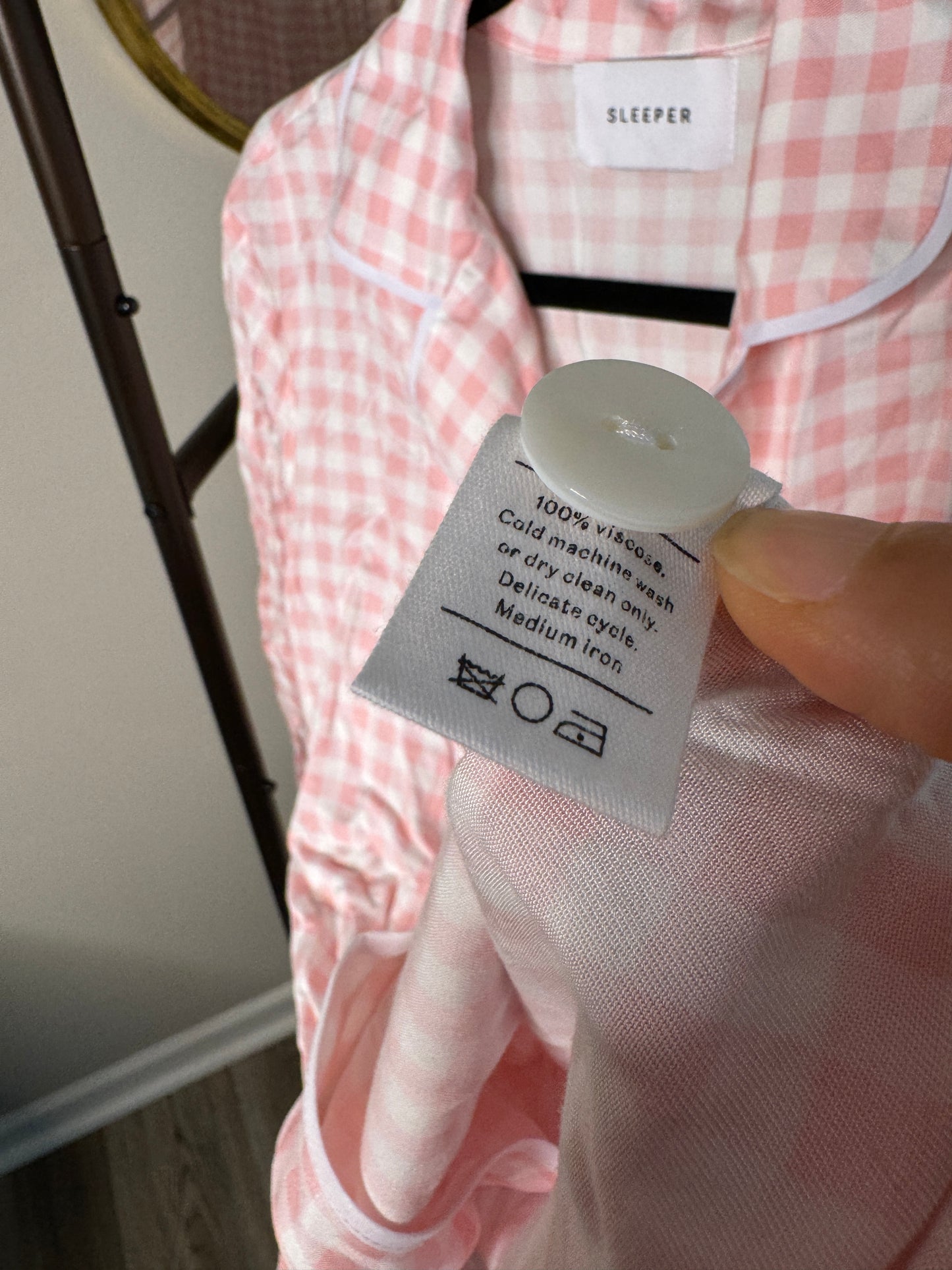 SLEEPER Pink Gingham Feather Pajamas size S