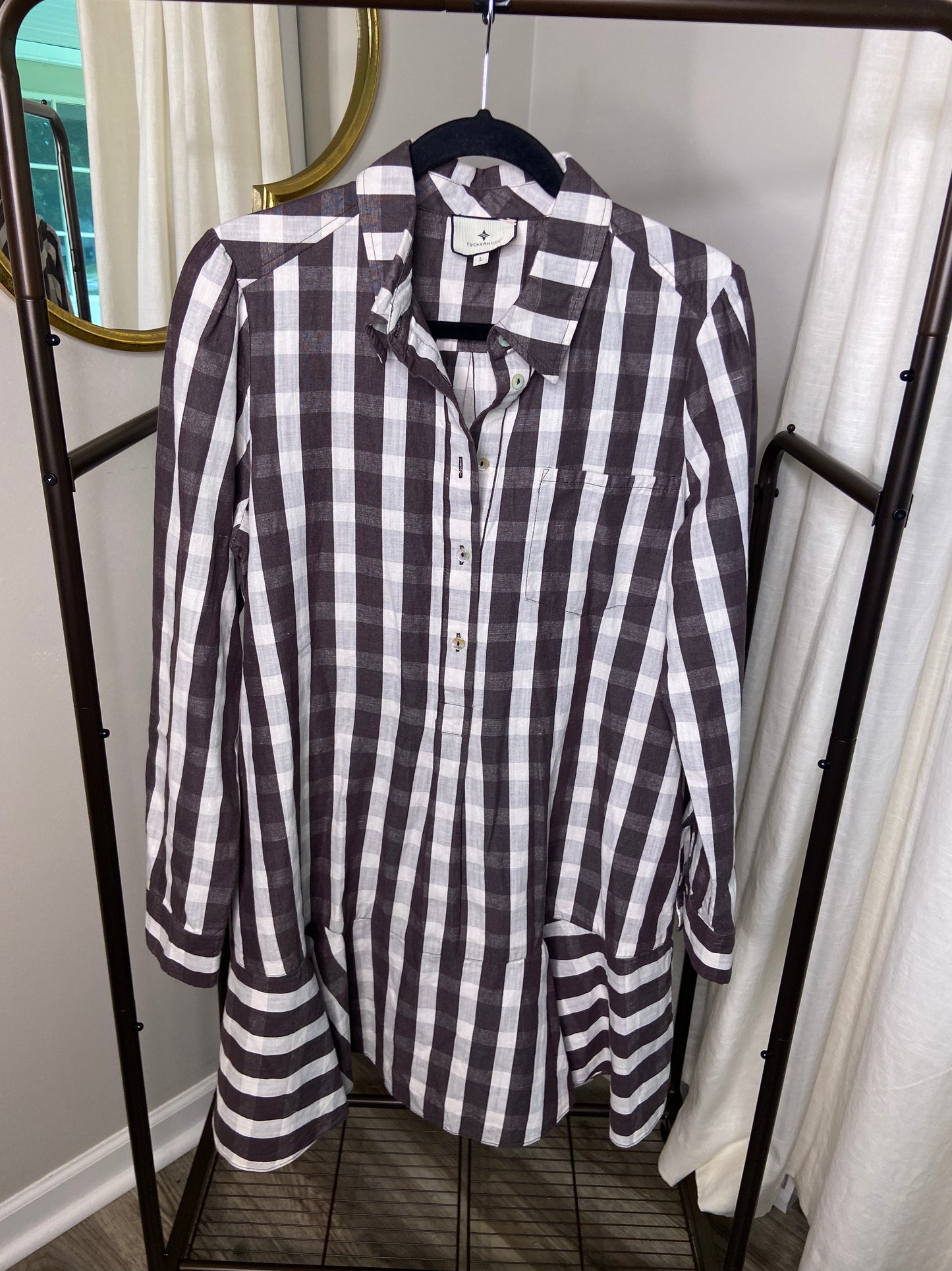 Tuckernuck Espresso Check Callahan Dress size L