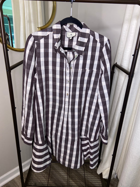 Tuckernuck Espresso Check Callahan Dress size L