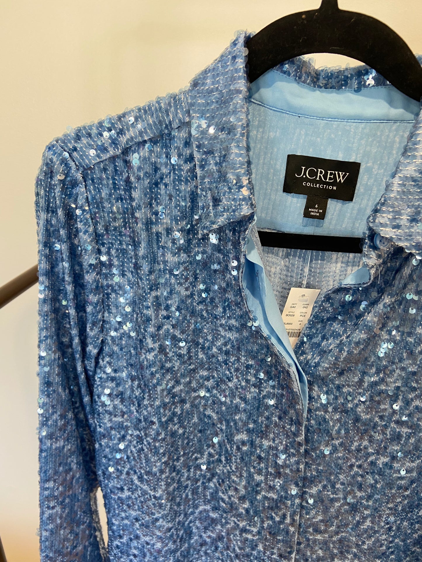 J. Crew Collection Classic-Fit Sequin Shirt size 6