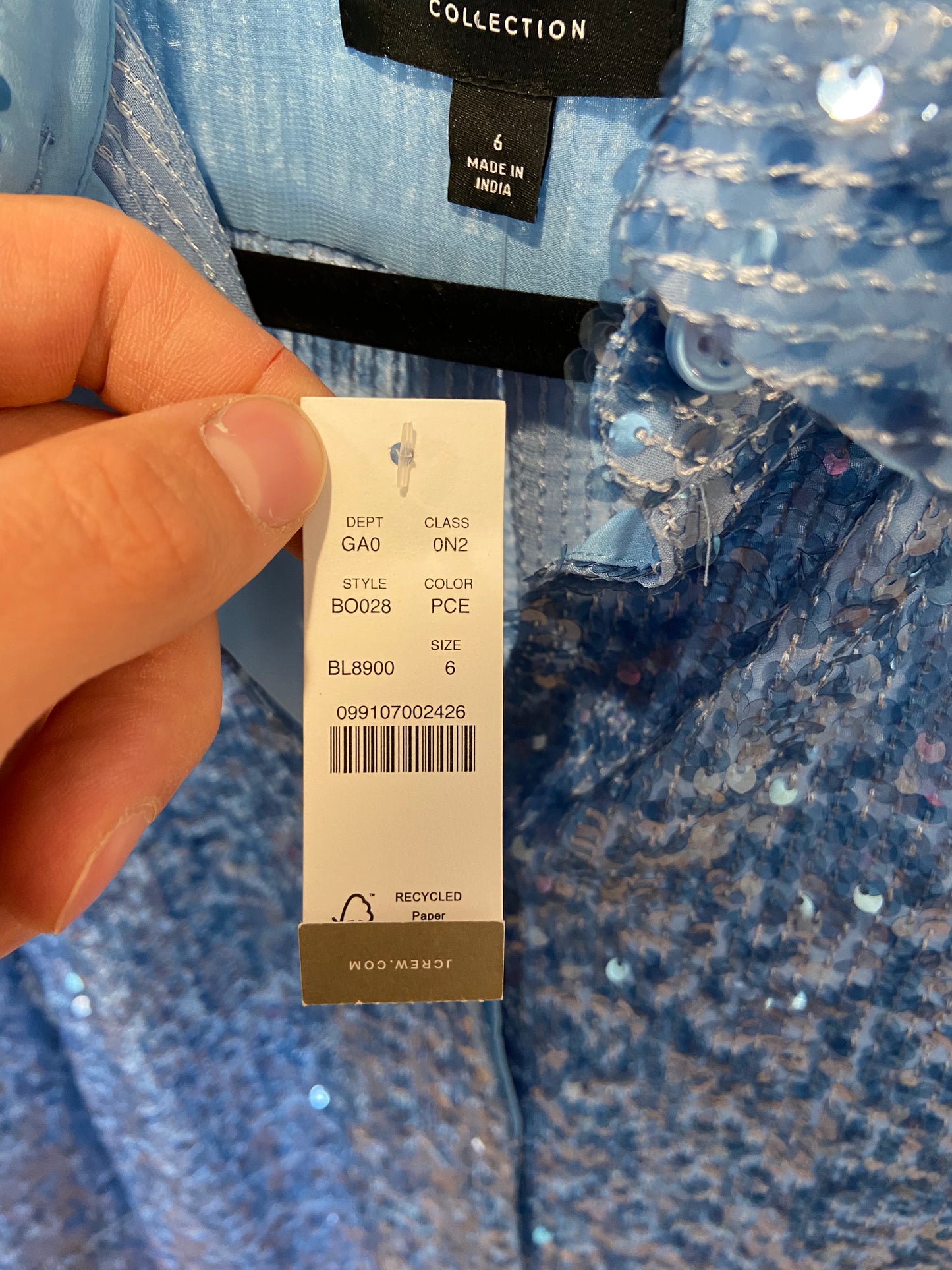 J. Crew Collection Classic-Fit Sequin Shirt size 6