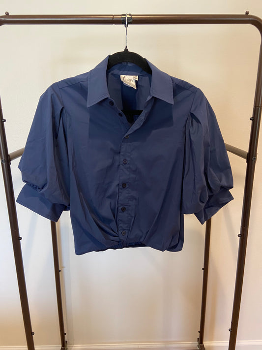 Finley Navy Popline Bomba Blouse size XS