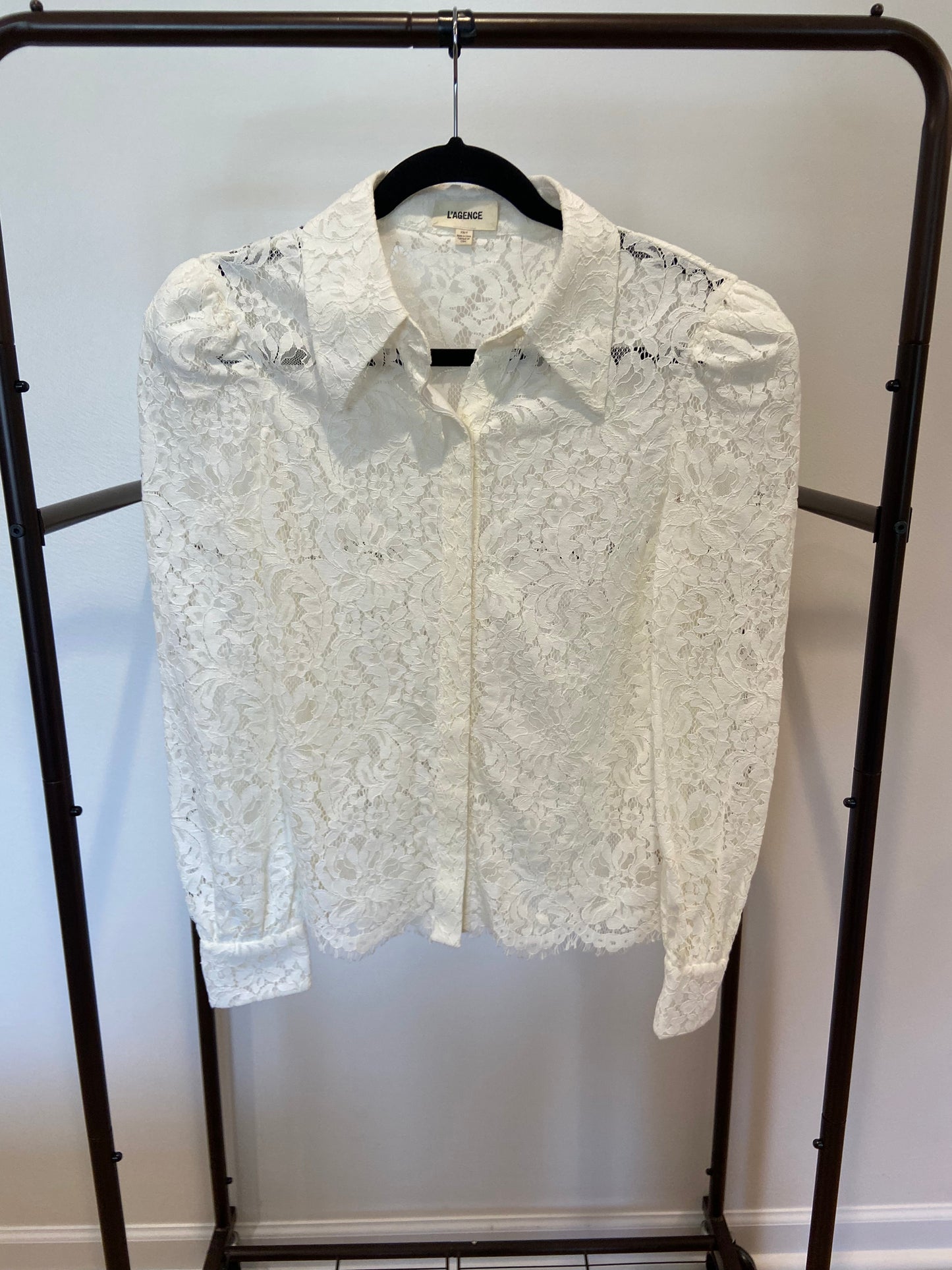 L'Agence Anita Lace Blouse in Ivory size XS