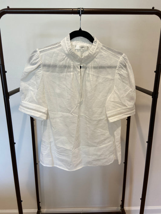 Frame The Ruffle Collar Top in White size M