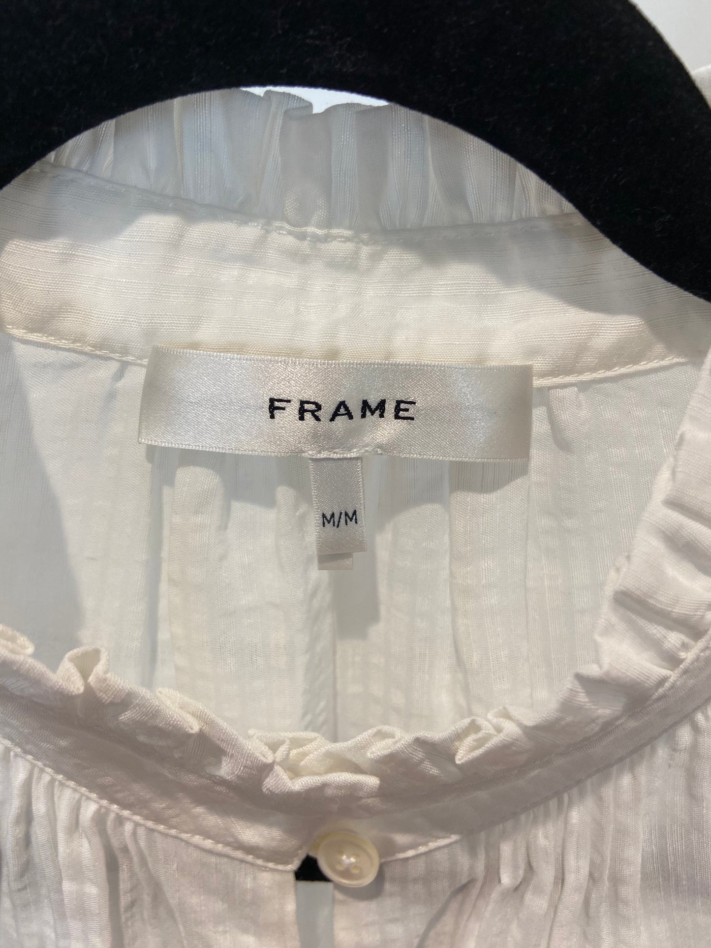 Frame The Ruffle Collar Top in White size M