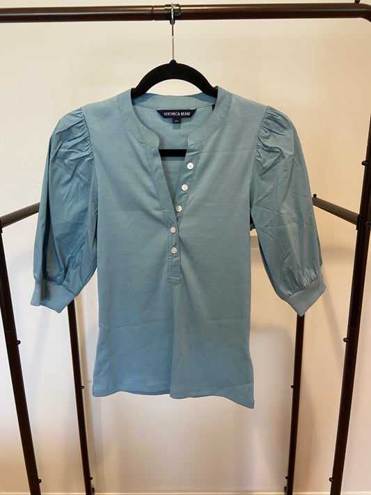 Veronica Beard Coralee Puff Sleeve Top in Sea Glass size S