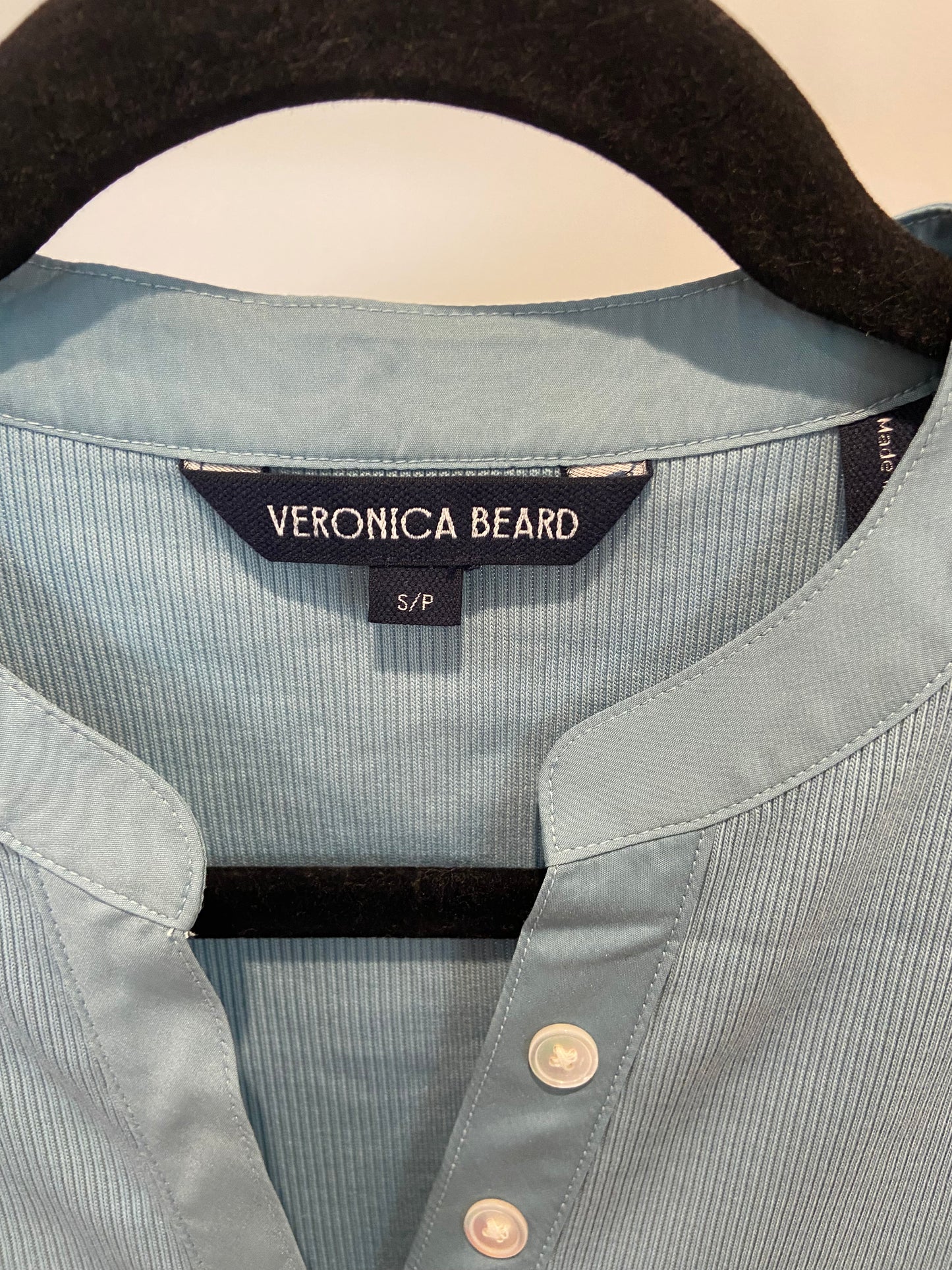 Veronica Beard Coralee Puff Sleeve Top in Sea Glass size S