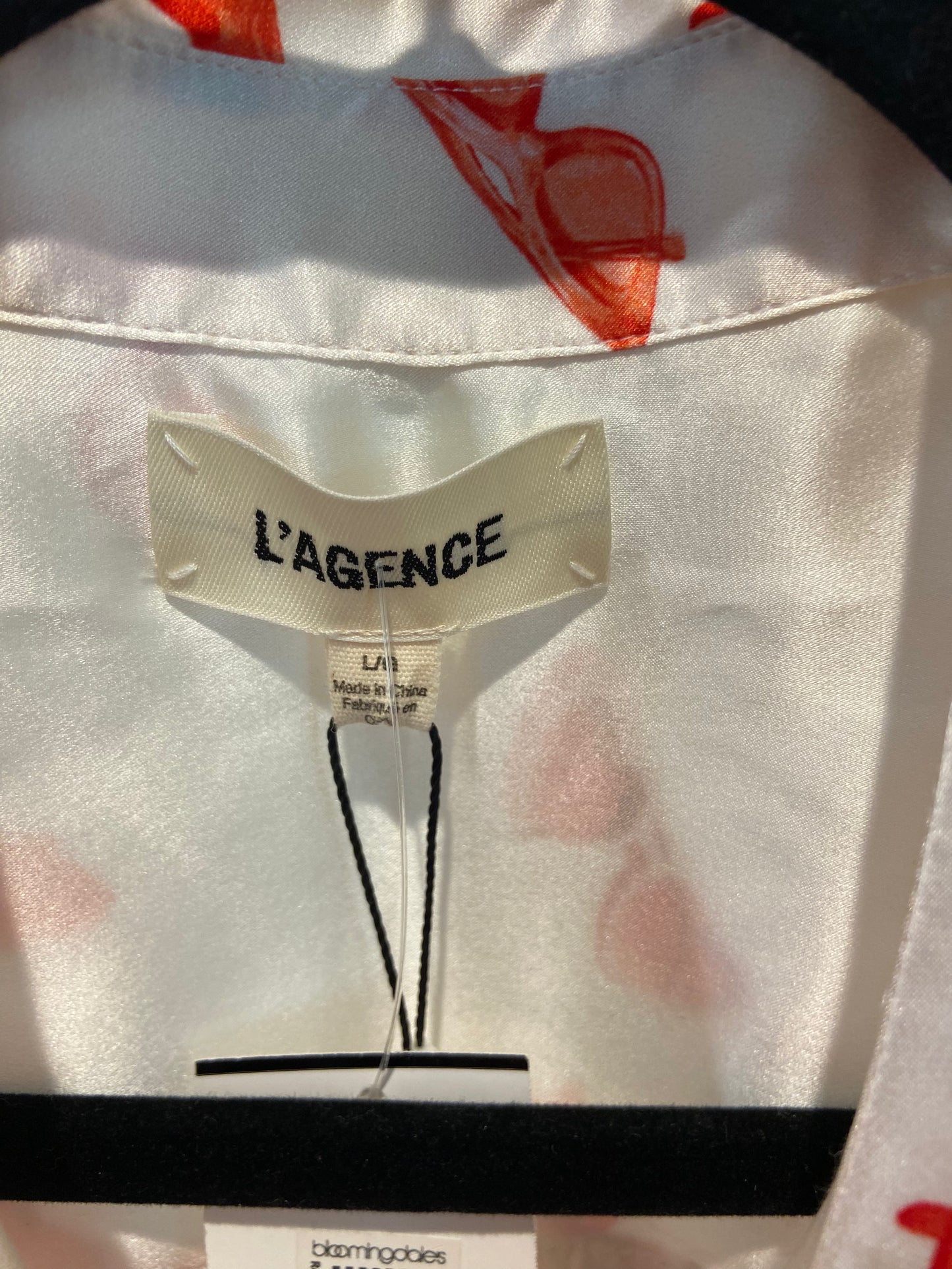 L'Agence Dani Vintage White Heart Sunglasses Silk Blouse size L