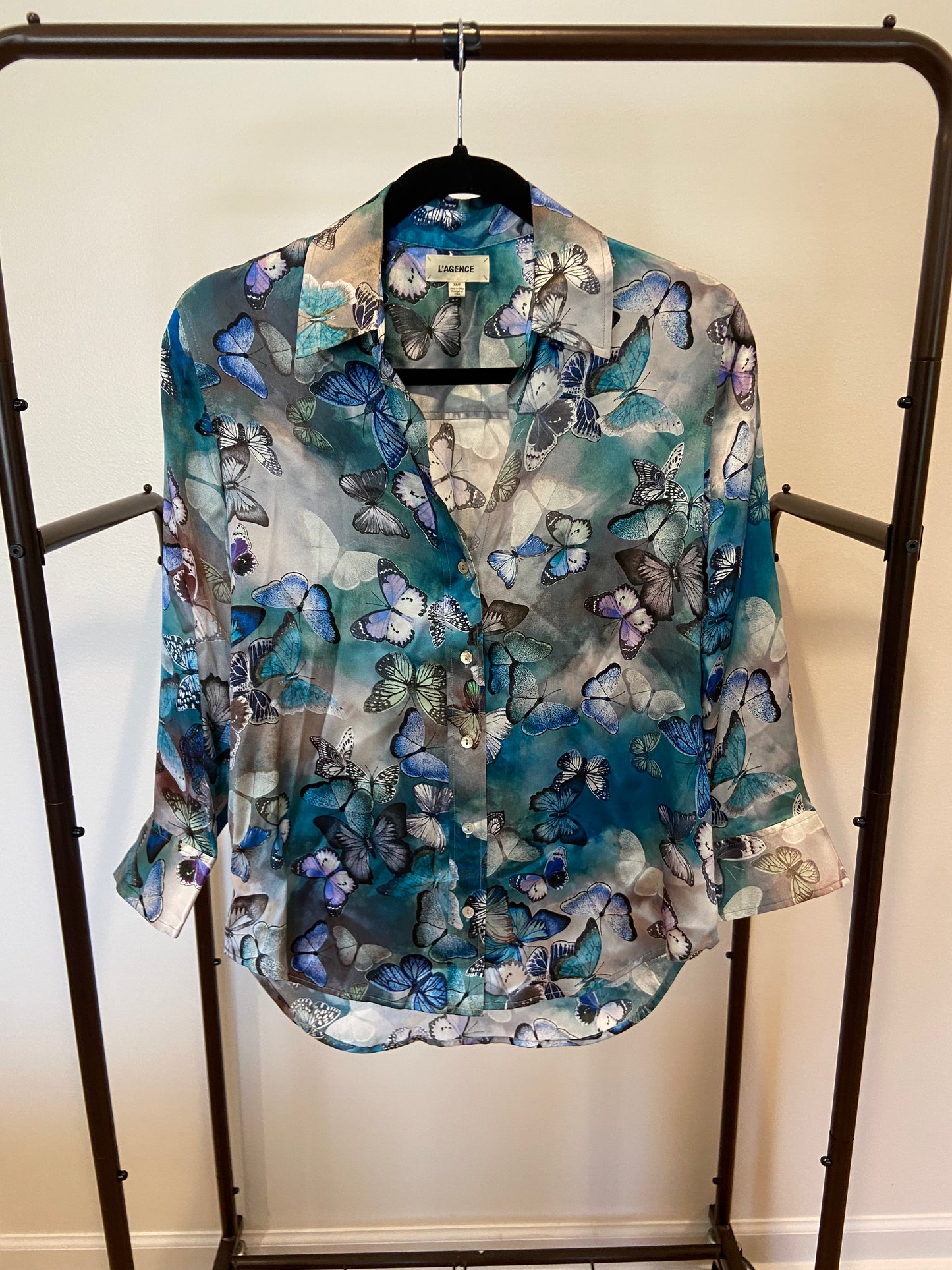 L'Agence Multi Cloud Butterfly Dani Silk Blouse size XS