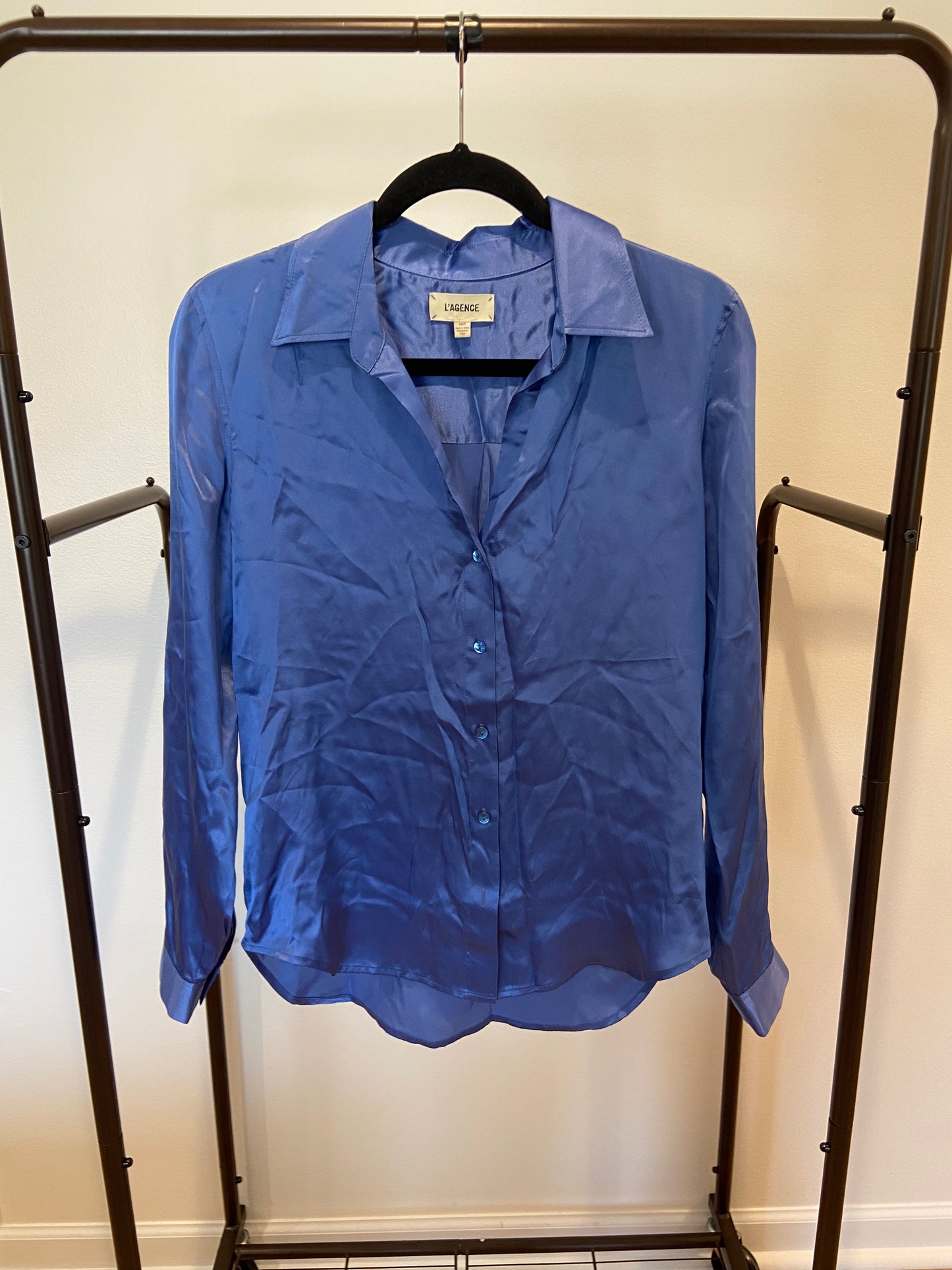 L'Agence Dani Silk Blouse in Regatta Blue size XS