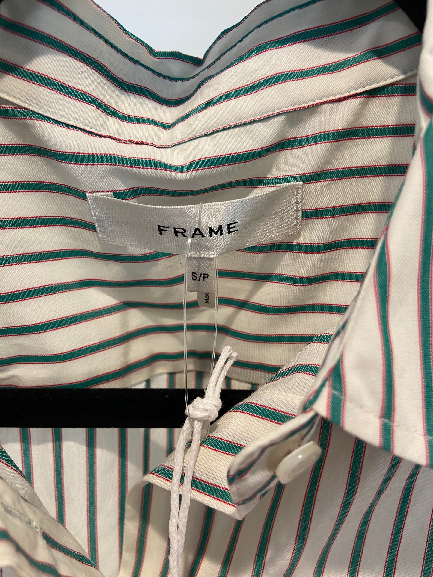 Frame The Borrowed Pocket Shirt in Green Gem Multi size S