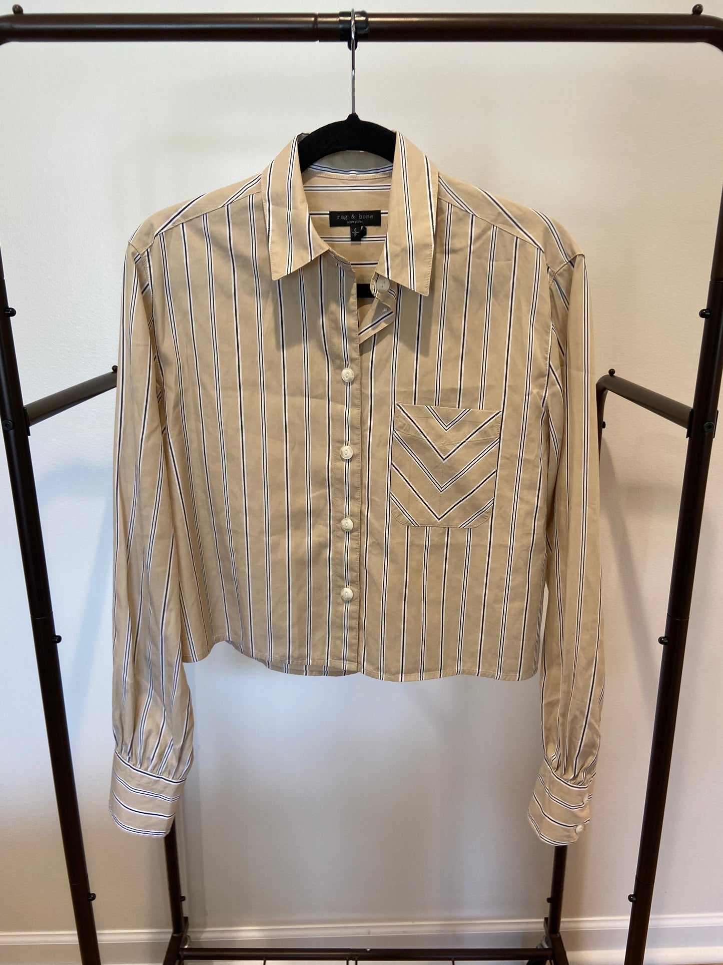 Rag and Bone Maxine Stripe Crop Button Up Shirt size S