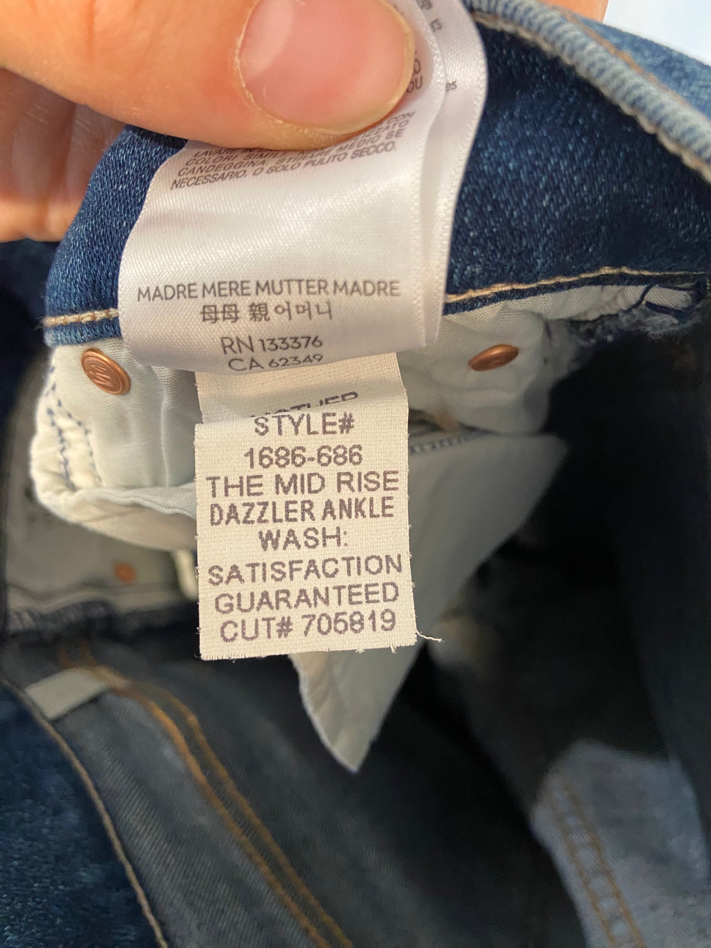 Mother The Midrise Dazzler Ankle in Satisfaction Guaranteed Wash size 26