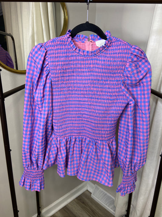Hyacinth House Textured Gingham Ruby Blouse size XS
