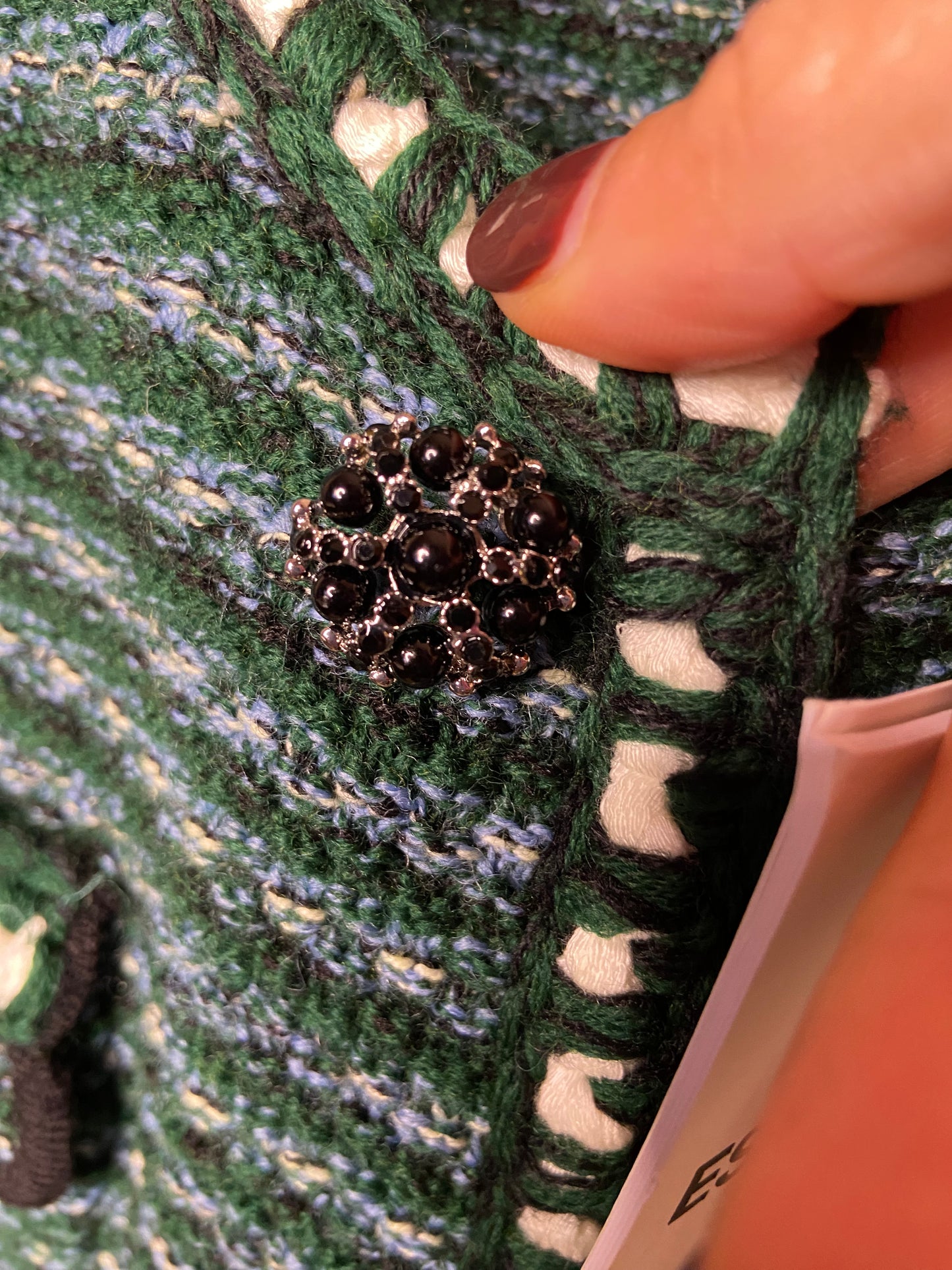 Essentiel Antwerp Dark Green Tweed Cardigan size M