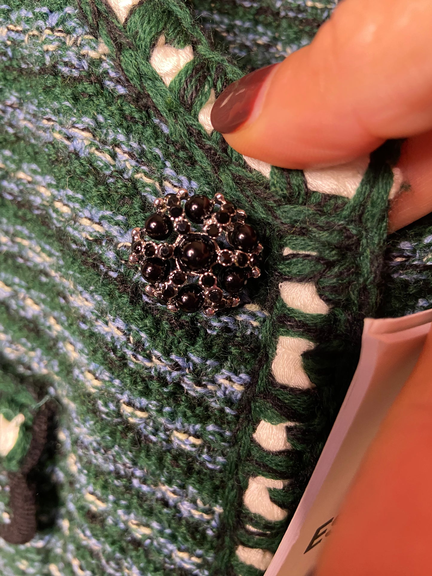 Essentiel Antwerp Dark Green Tweed Cardigan size M