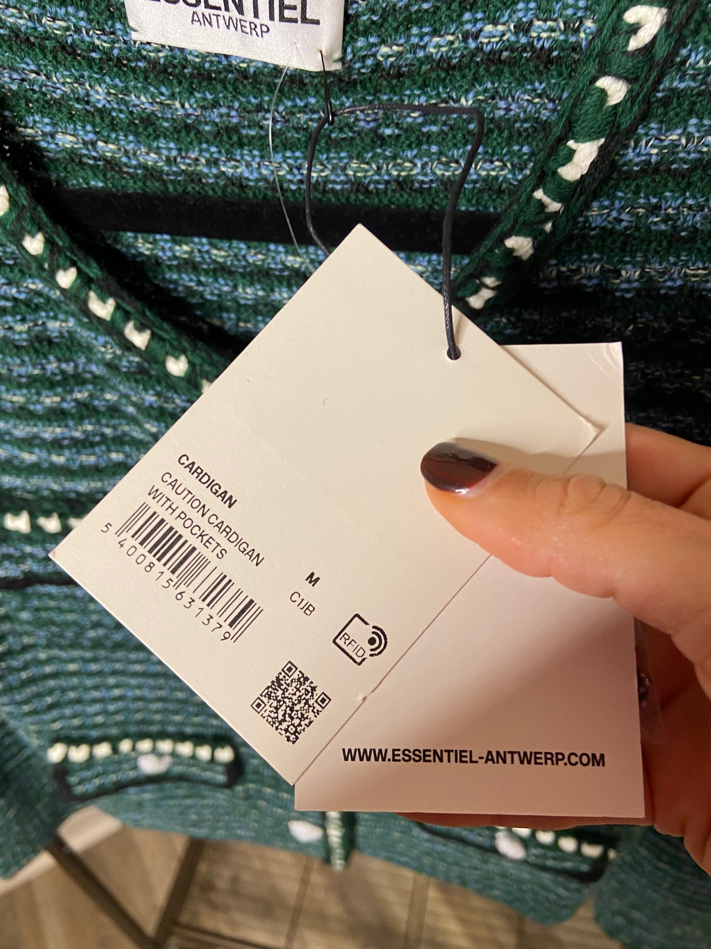 Essentiel Antwerp Dark Green Tweed Cardigan size M