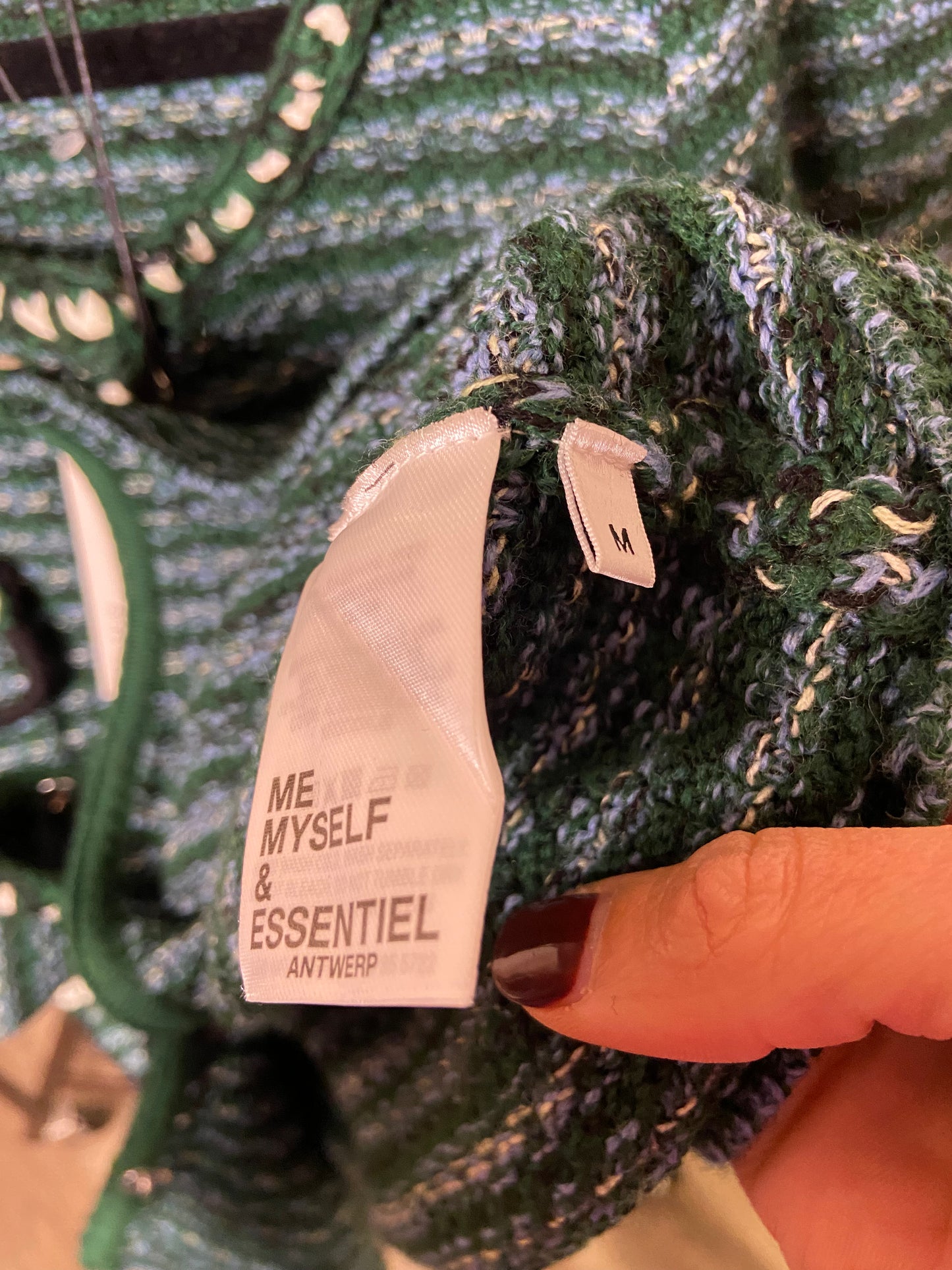 Essentiel Antwerp Dark Green Tweed Cardigan size M