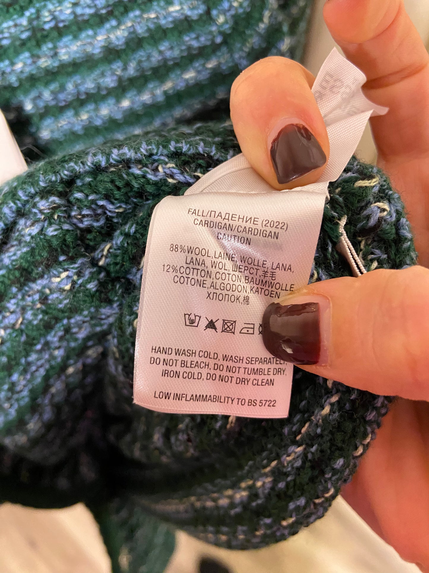 Essentiel Antwerp Dark Green Tweed Cardigan size M